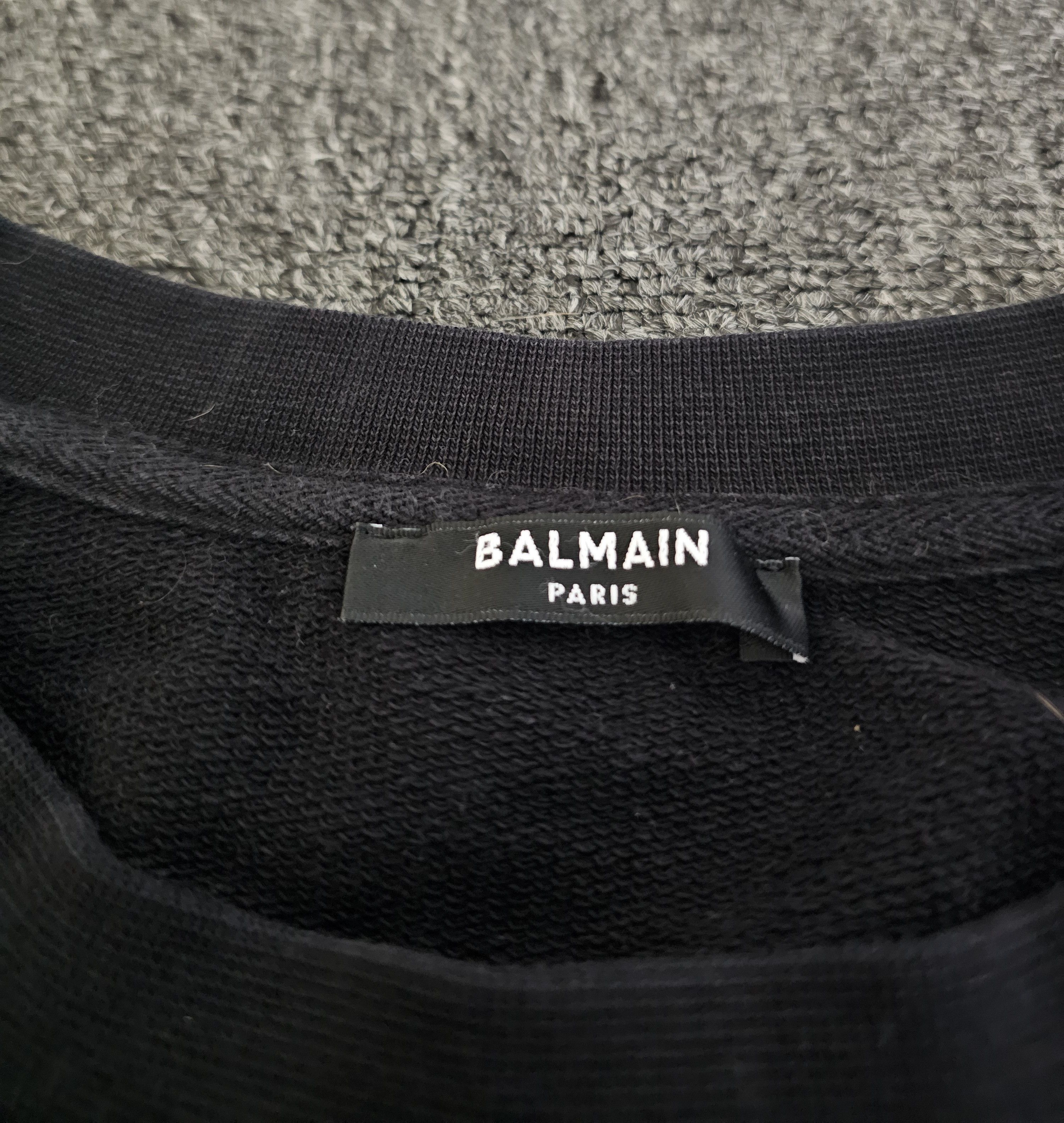 Balmain Balmain Men's Black Velvet Logo Sweatshirt Size M Size US L / EU 52-54 / 3 - 4 Thumbnail