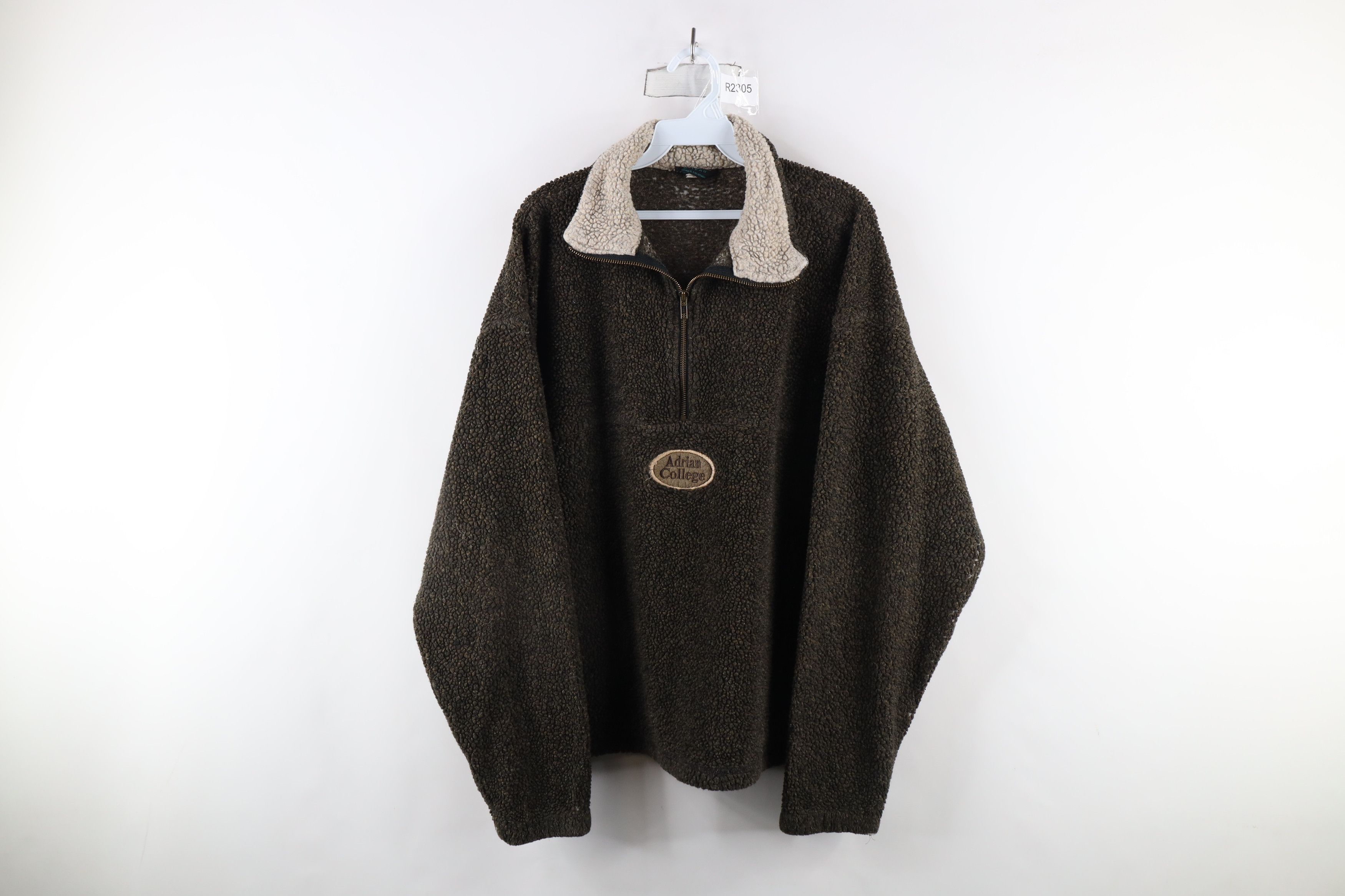 Vintage Vintage 90s Fleece Adrian College Half Zip Sweater USA Size US XL / EU 56 / 4 - 1 Thumbnail
