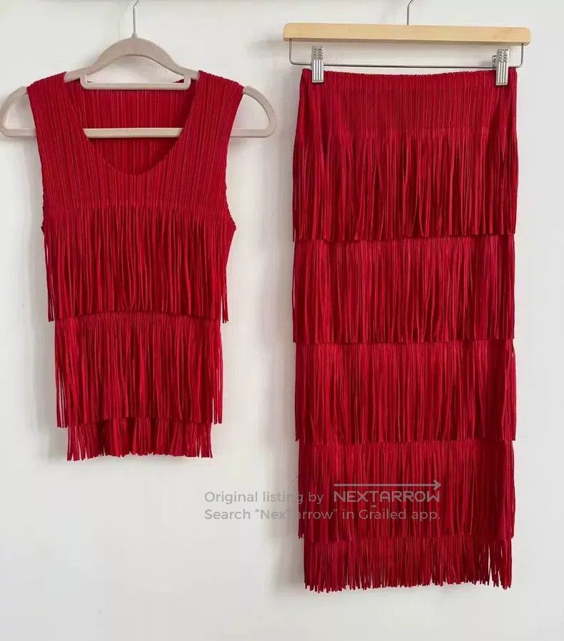 Issey Miyake Issey Miyake Red tassel vest Size L / US 10 / IT 46 - 1 Thumbnail