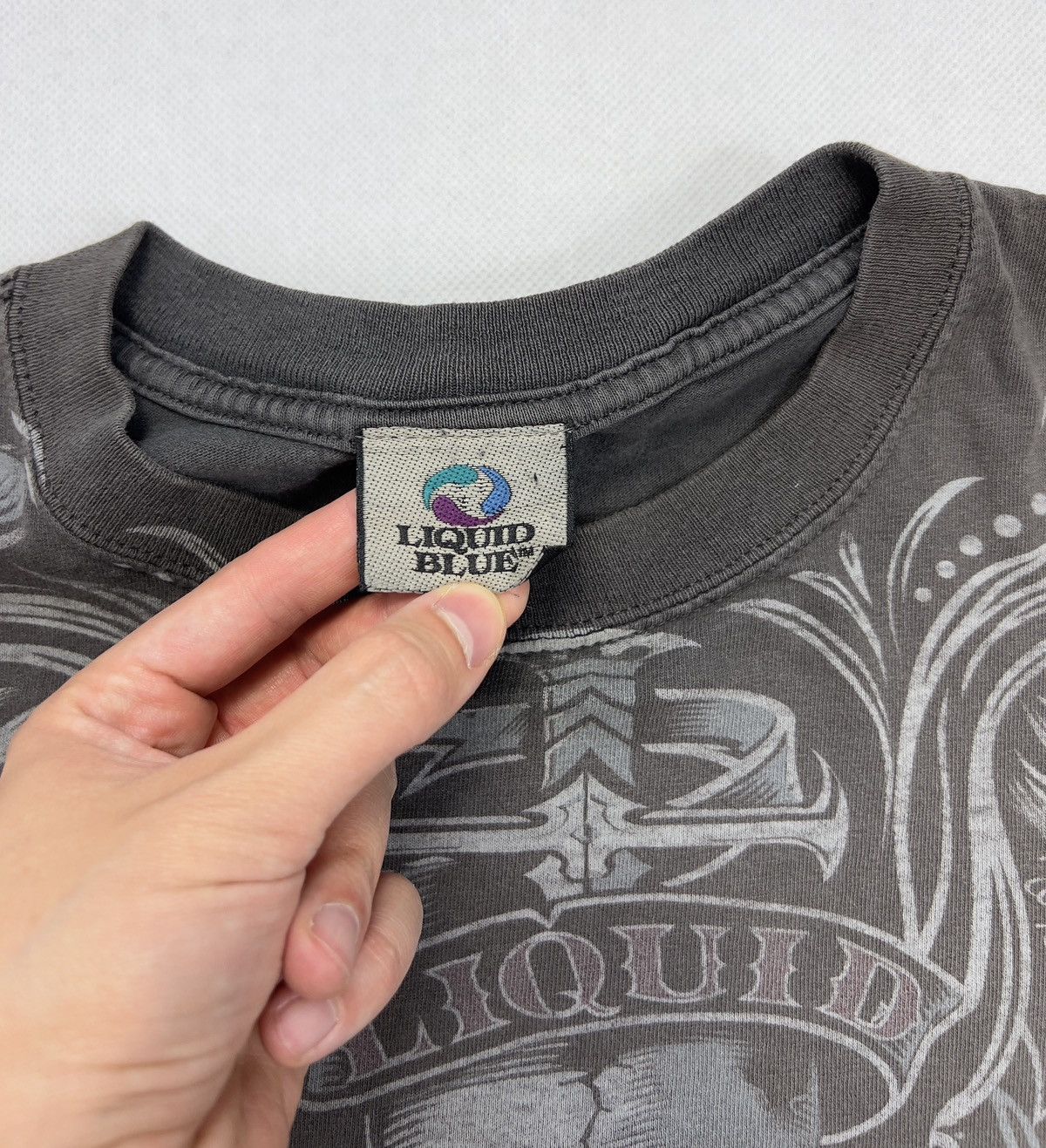 Vintage Tshirt Liquid Blue Skull Gothic Affliction Over Print Size US L / EU 52-54 / 3 - 4 Thumbnail