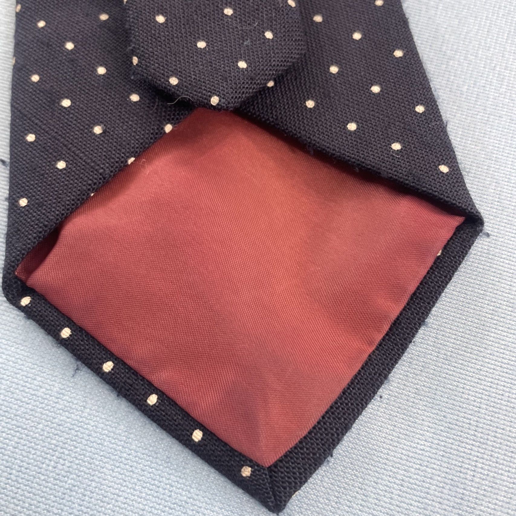 Brooks Brothers VINTAGE Brooks Brothers Makers Silk Tie Blue White Dots Spots USA 3.25x55 Tie Mens Silk Vintage 1960s Wedding Business Power Tie Size ONE SIZE - 5 Thumbnail