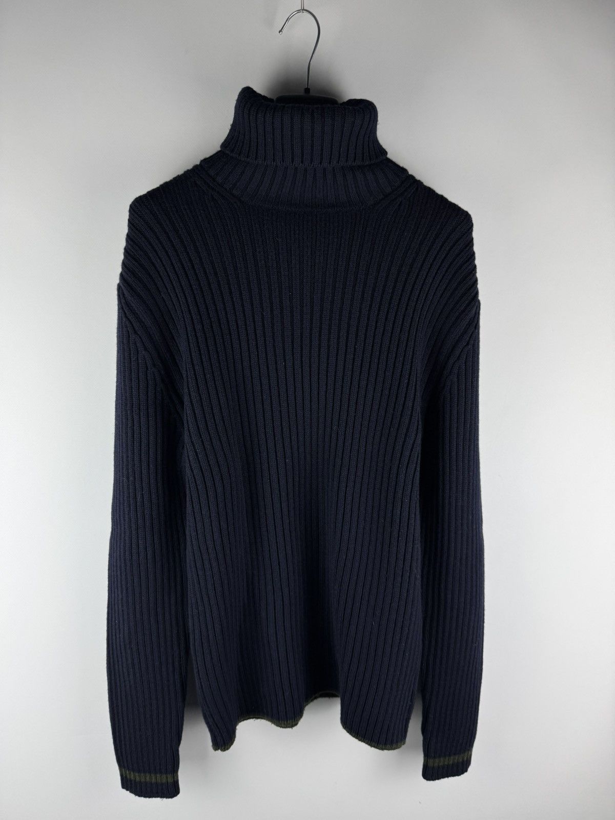 Etro ETRO Milano Ribbed Turtleneck Sweater Navy Blue Merino Wool Size US M / EU 48-50 / 2 - 1 Thumbnail