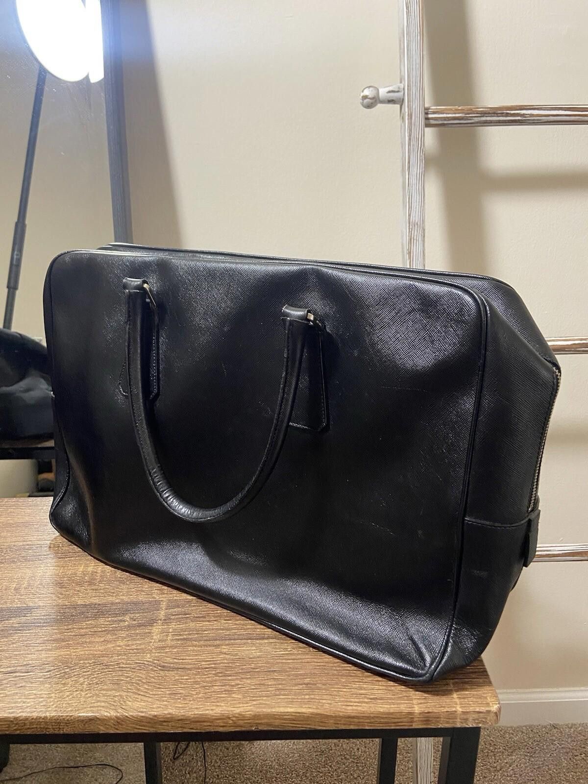 Prada Prada black saffiano leather briefcase travel handbag, good Size ONE SIZE - 3 Thumbnail