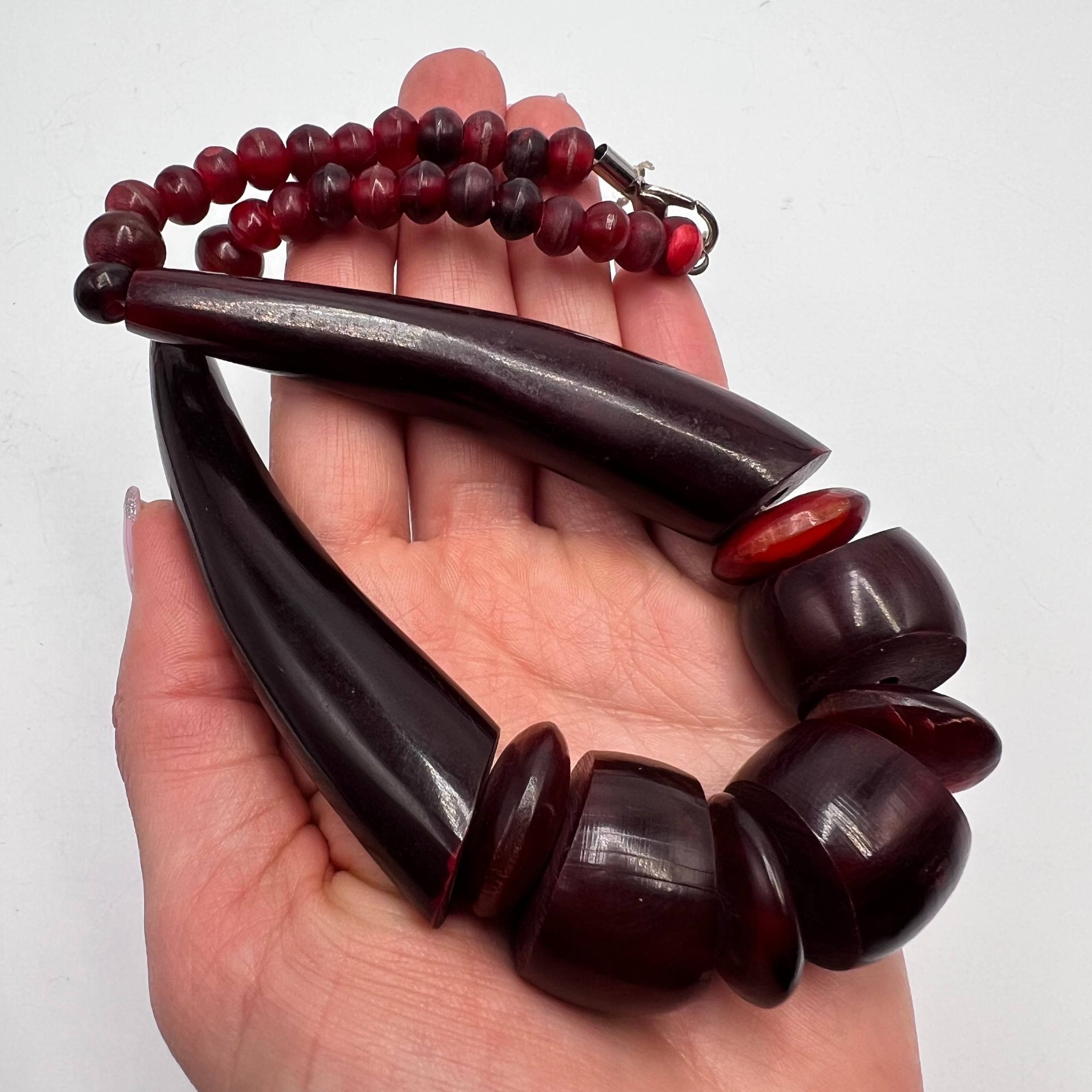 Vintage Vintage Natural Horn Statement Necklace Boho Jewelry Beads Size ONE SIZE - 1 Thumbnail