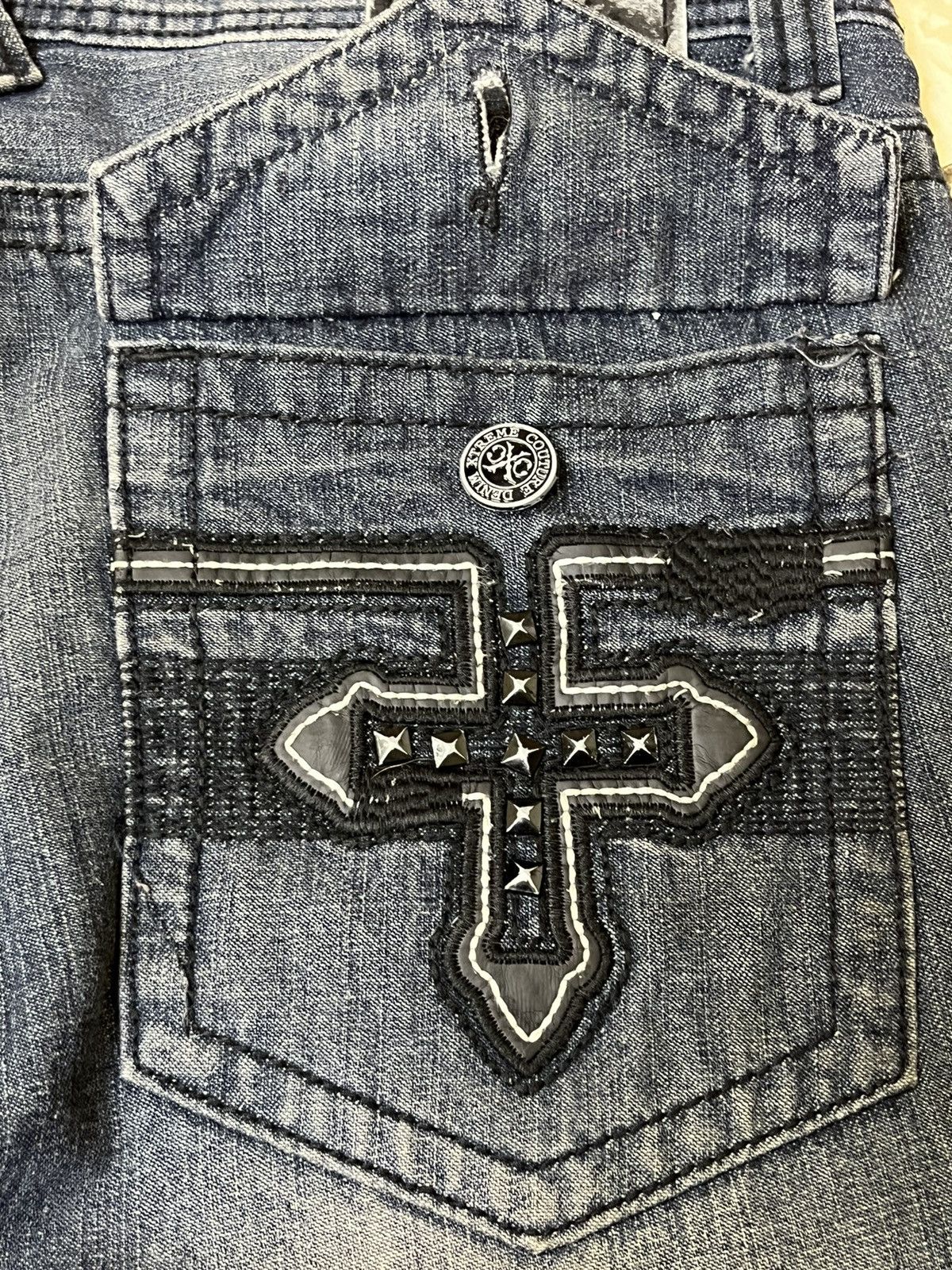 Japanese Brand JAPANESE EXTREME COUTURE INSPIRED CHROME HEART FLARED JEANS Size US 34 / EU 50 - 10 Thumbnail