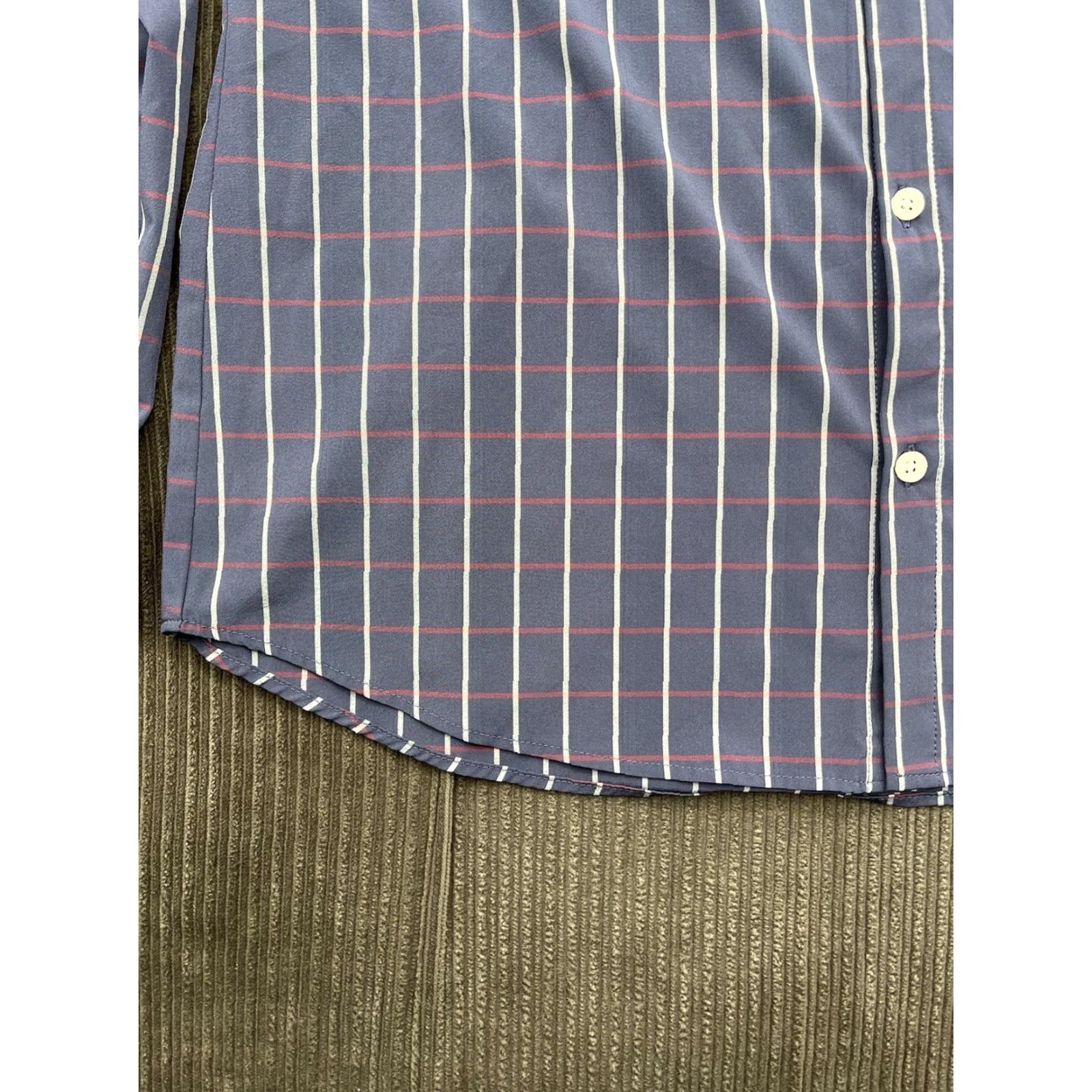 Mizzen+Main Mizzen & Main Shirt Men Trim Fit Large Purple White Striped Polyester Button-Up Shirt - Multicolor, Long Sleeve, Collared, Regular Size L, Mens Size US L / EU 52-54 / 3 - 6 Thumbnail