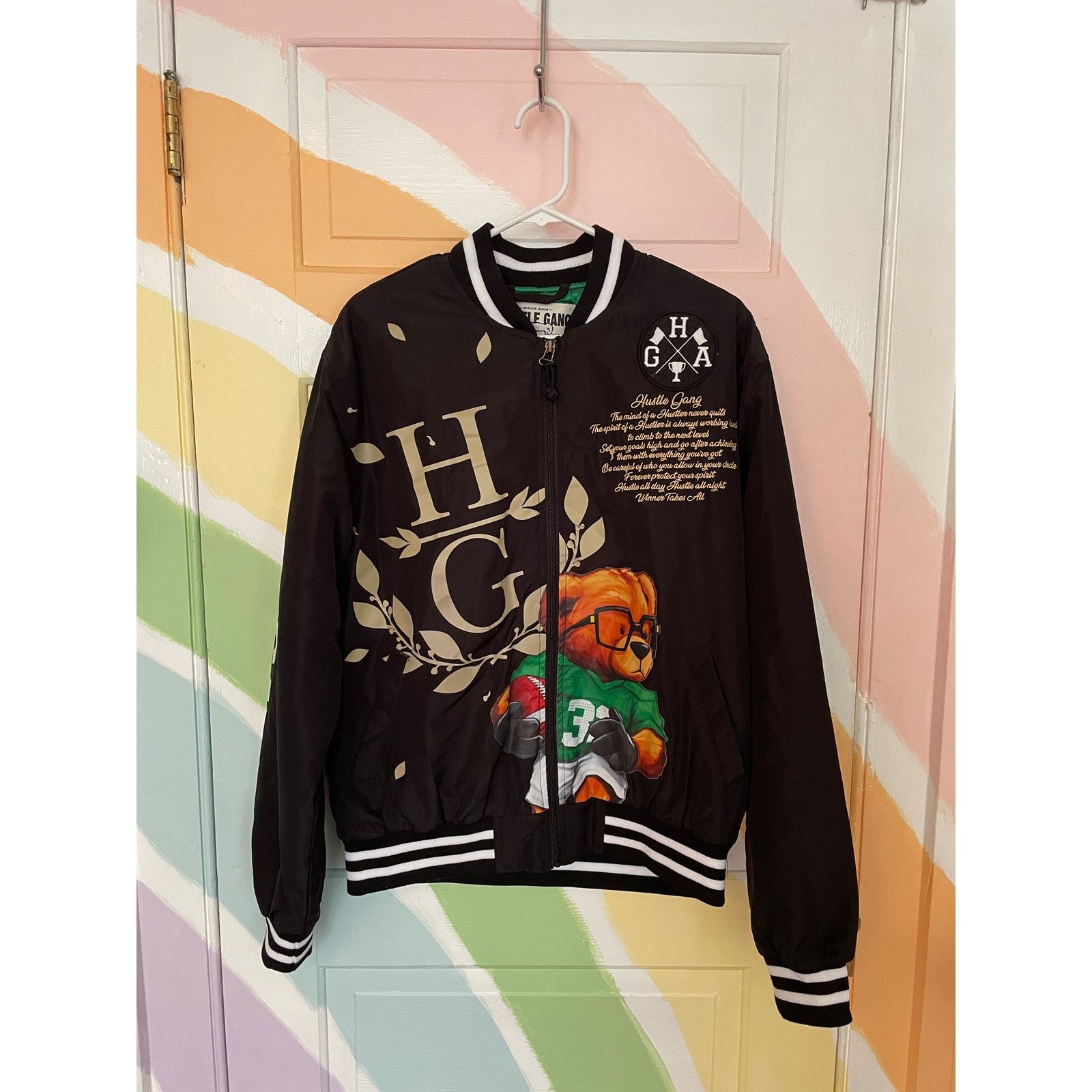 Hustle Gang Hustle Gang Varsity Bomber Jacket Bear Graphic Size M Size US M / EU 48-50 / 2 - 1 Thumbnail