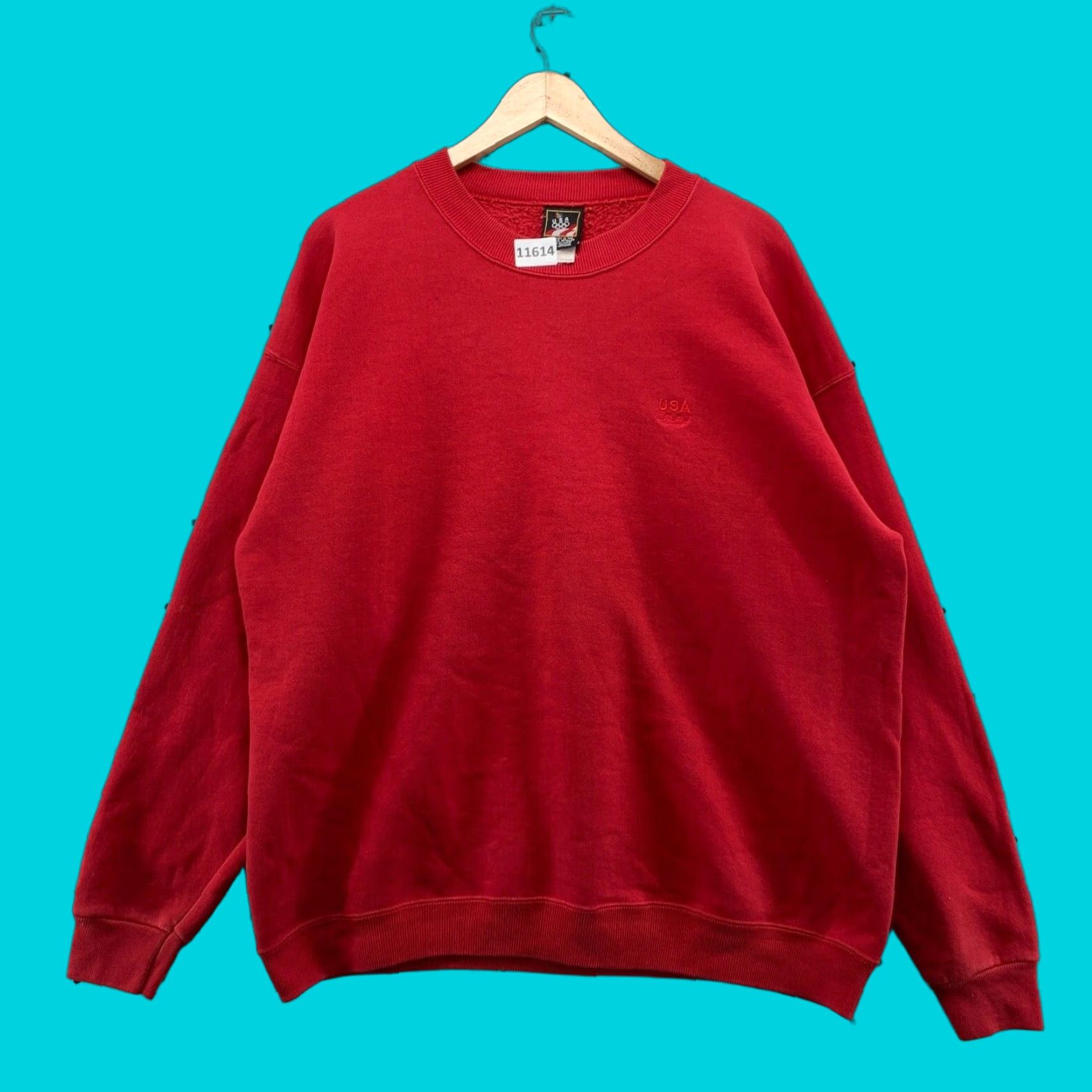 Vintage VINTAGE Olympic USA Crewneck Sweatshirt Mens XL Red Fleece Embroidered Logo 90s Made in USA Sweatshirt Size US XL / EU 56 / 4 - 1 Thumbnail