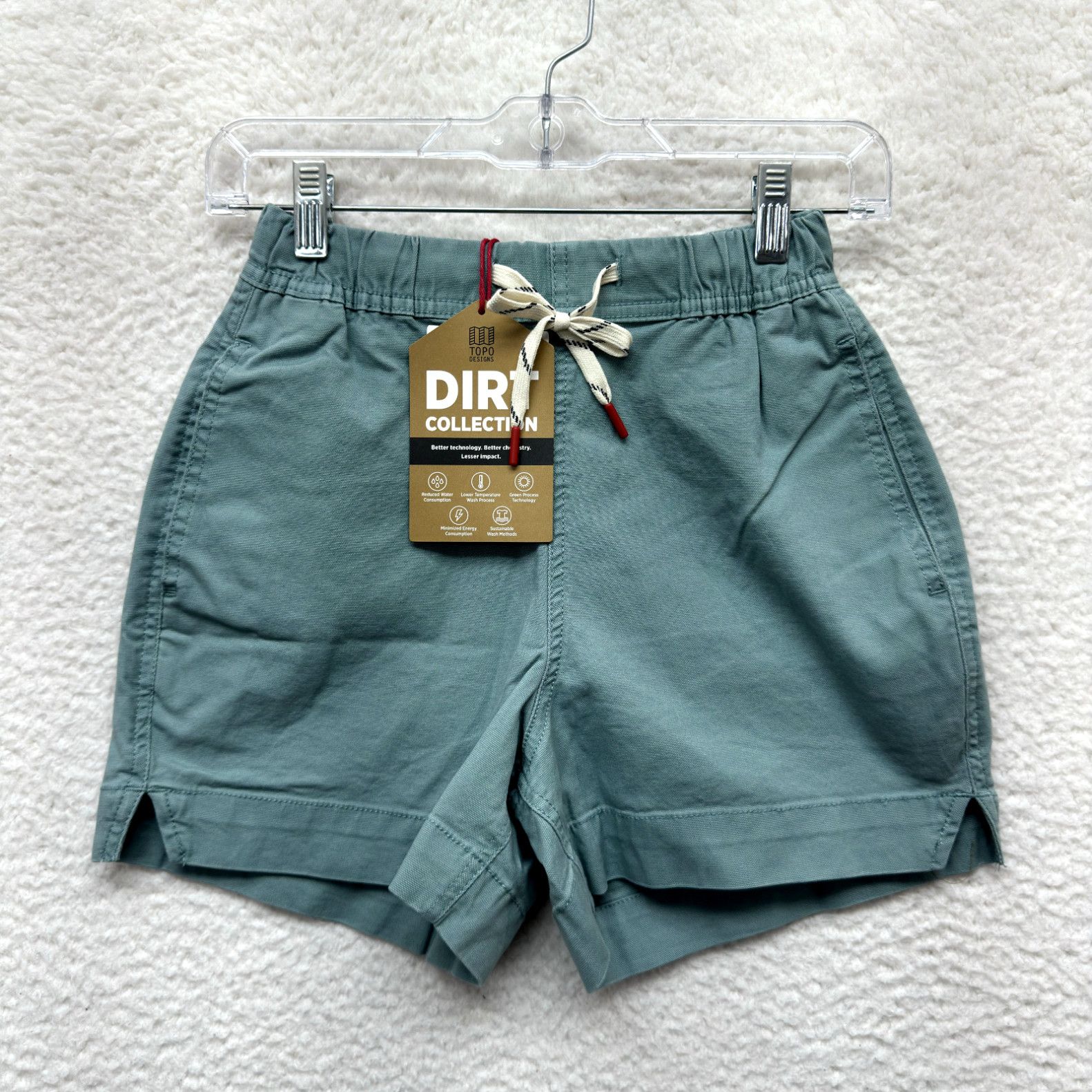 image of NWT New Topo Designs Dirt Shorts Womens Xs Sage in White (Size 26)