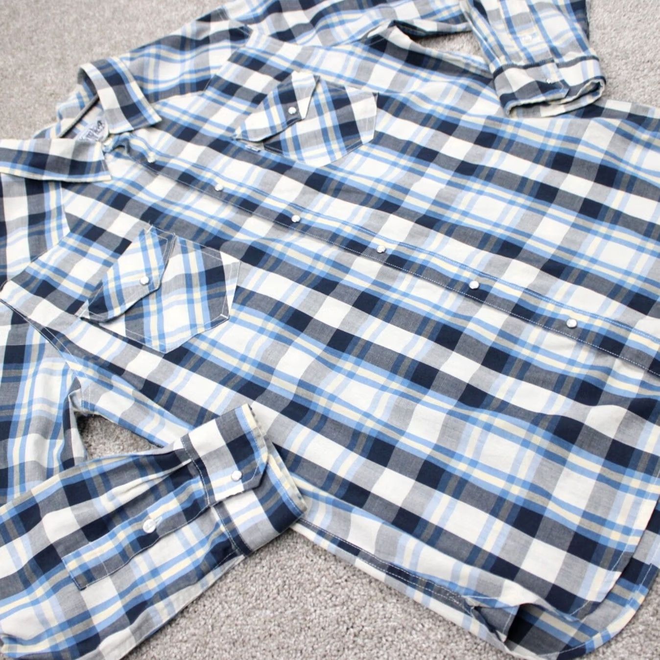 Levi's Levi's Pearl Snap Shirt Mens XL Blue/White/Yellow Plaid Western L/S Cowboy Size US XL / EU 56 / 4 - 7 Thumbnail