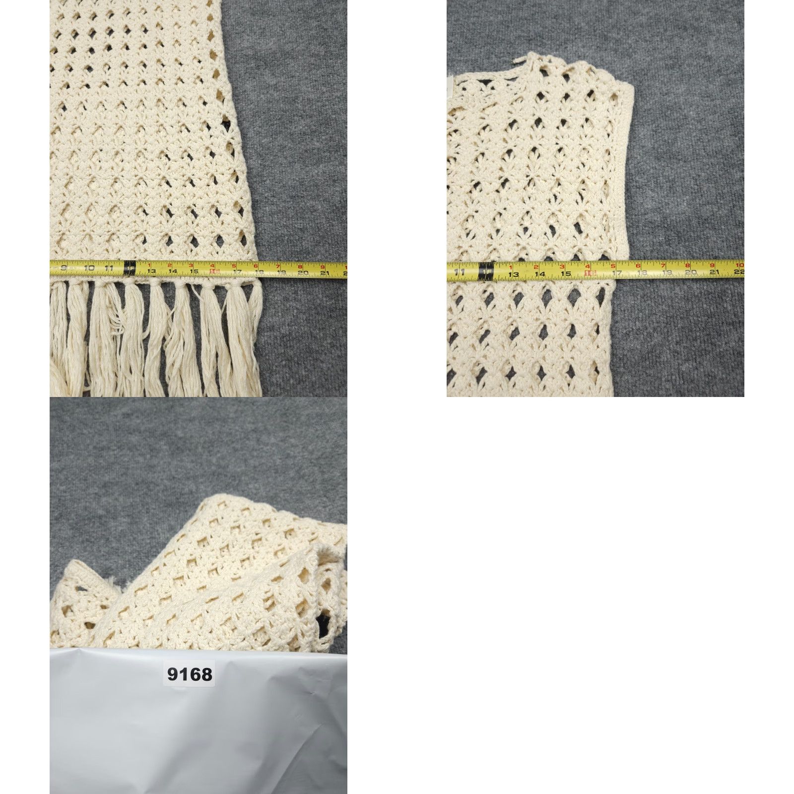 Vintage Eleven Six Shaya Crochet Dress Womens XS/S Ivory Cotton Knit Tassels Dress Long Sleeveless Round Neck Pullover Casual Party/Cocktail Size XS / US 0-2 / IT 36-38 - 8 Thumbnail