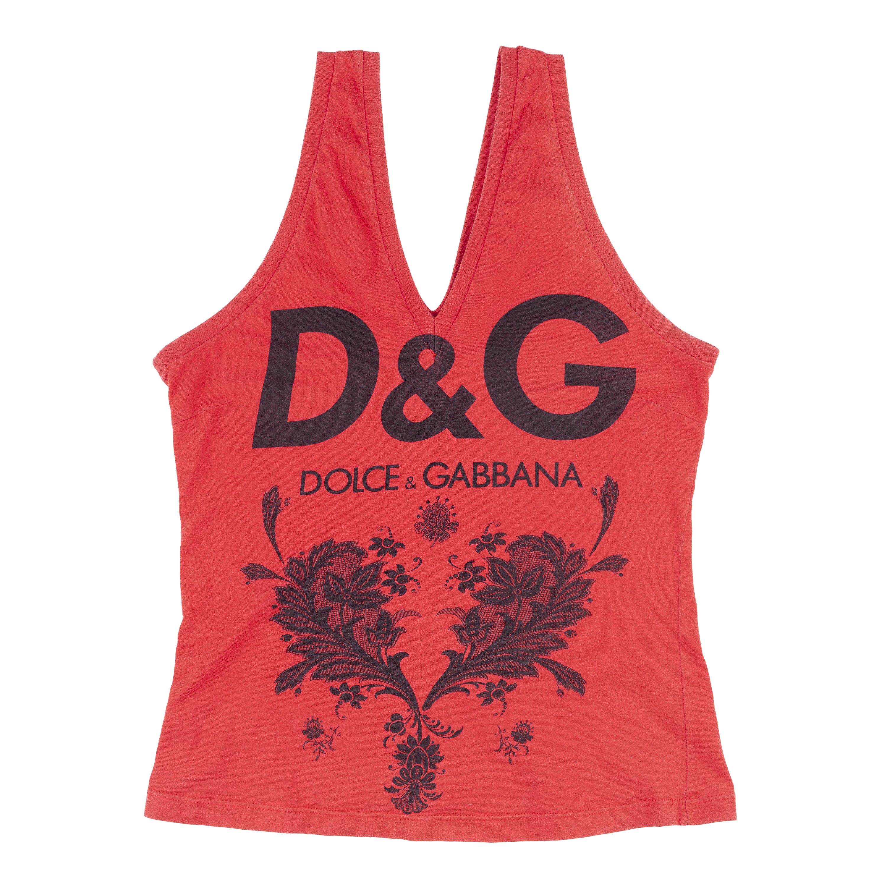 Dolce & Gabbana Dolce & Gabbana Vintage Red Tank V Neck Top (M) Size M / US 6-8 / IT 42-44 - 2 Thumbnail