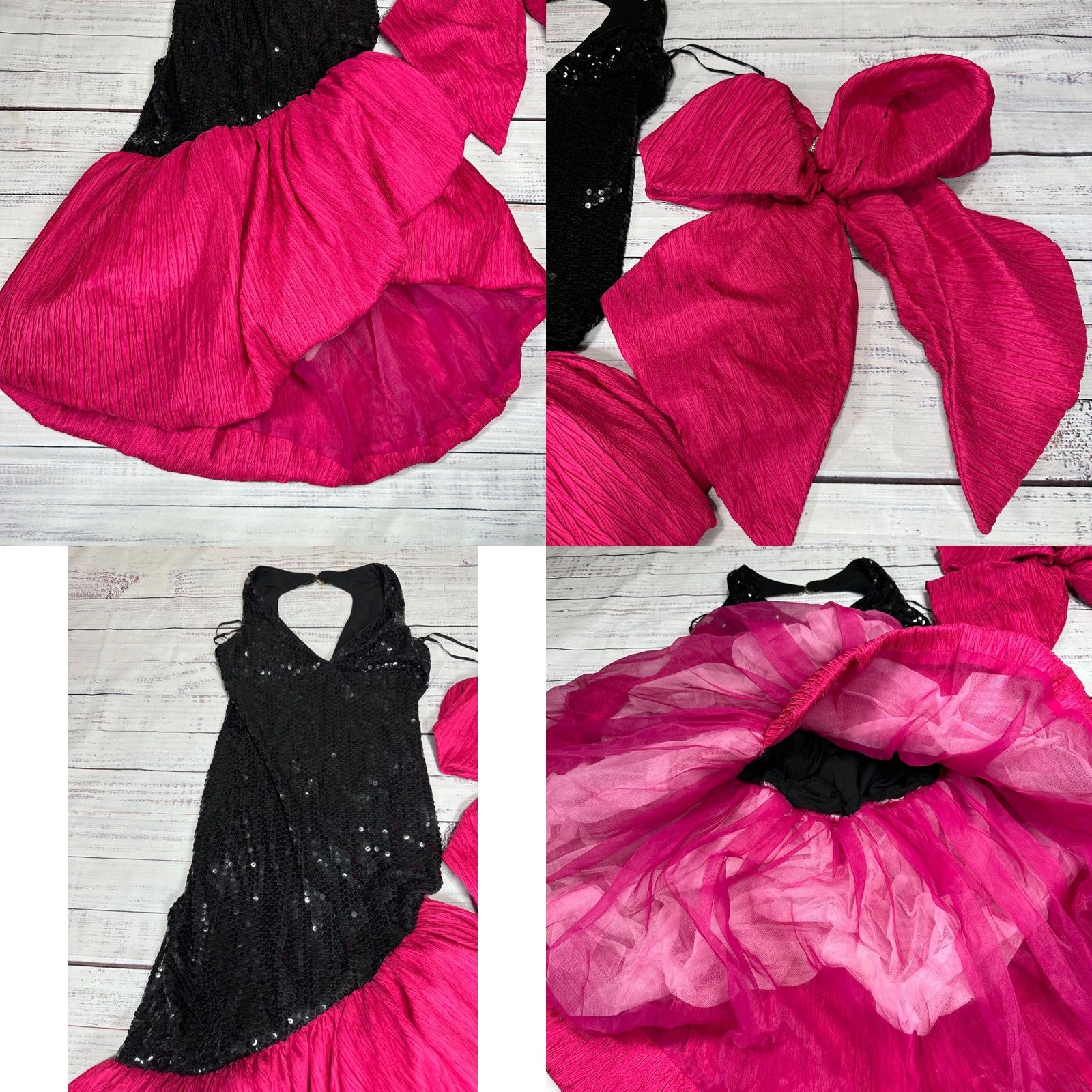 Vintage VINTAGE A.J. Bari Mermaid Dress Shirt Bow Back Halter Neck Sequined Sz 4 Black Pink Open Back Midi Women Dresses Bow flaw Size S / US 4 / IT 40 - 8 Thumbnail