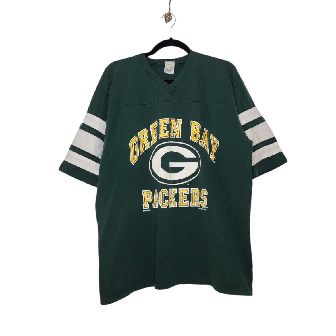 NFL VINTAGE ’93 Green Bay Packers Cotton Jersey Spellout Logo XL Wisconsin NFL Shirt Mens XL Green 90s Vintage Logo Spellout Wisconsin NFL Size US XL / EU 56 / 4 - 2 Thumbnail