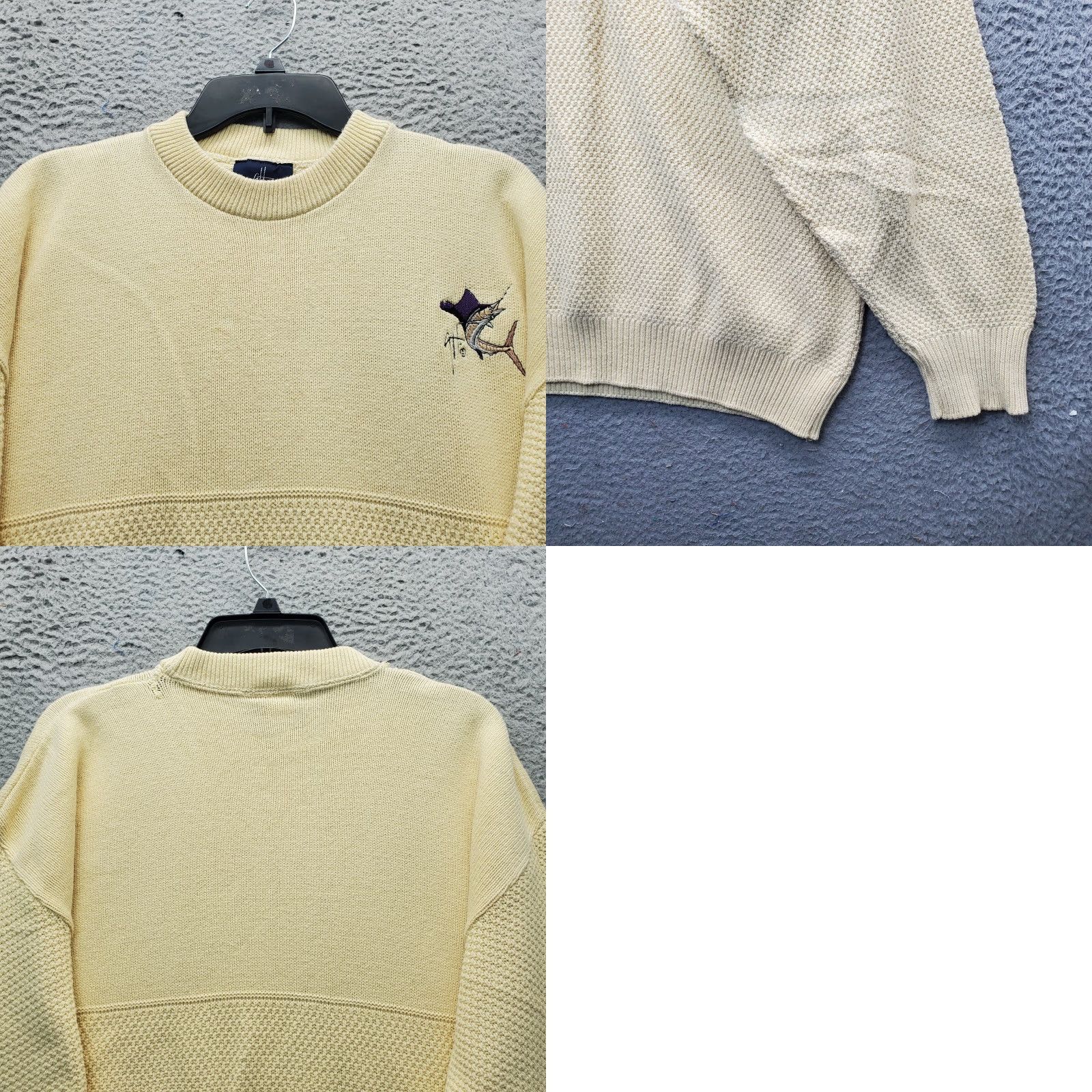 Guy Harvey VINTAGE Guy Harvey Sweater Mens L Yellow Chunky Knit Embroidered Marlin Fish Shirt Size US L / EU 52-54 / 3 - 8 Thumbnail