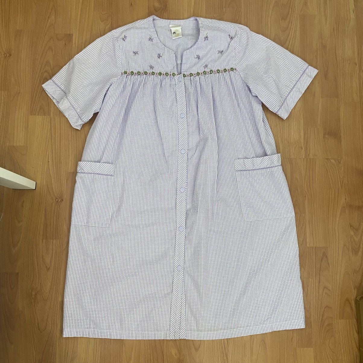 Vintage Secret Treasures Sleepwear Flower Gingham Mumu Size ONE SIZE - 2 Thumbnail