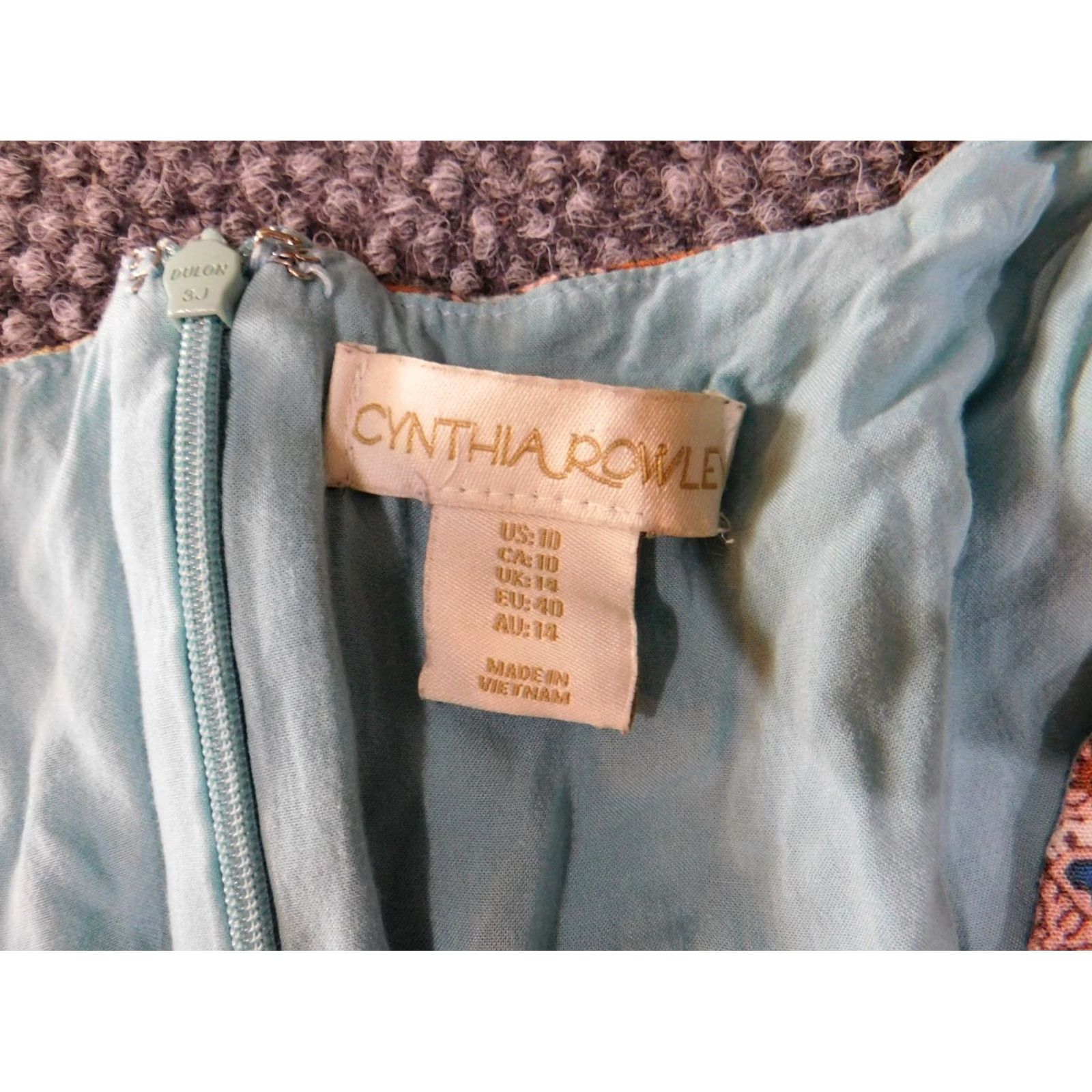 Cynthia Rowley Cynthia Rowley Dress A-Line Sleeveless Blue Rayon Zip Crew Neck 10 Women’s Regular Floral Pattern Size L / US 10 / IT 46 - 4 Thumbnail
