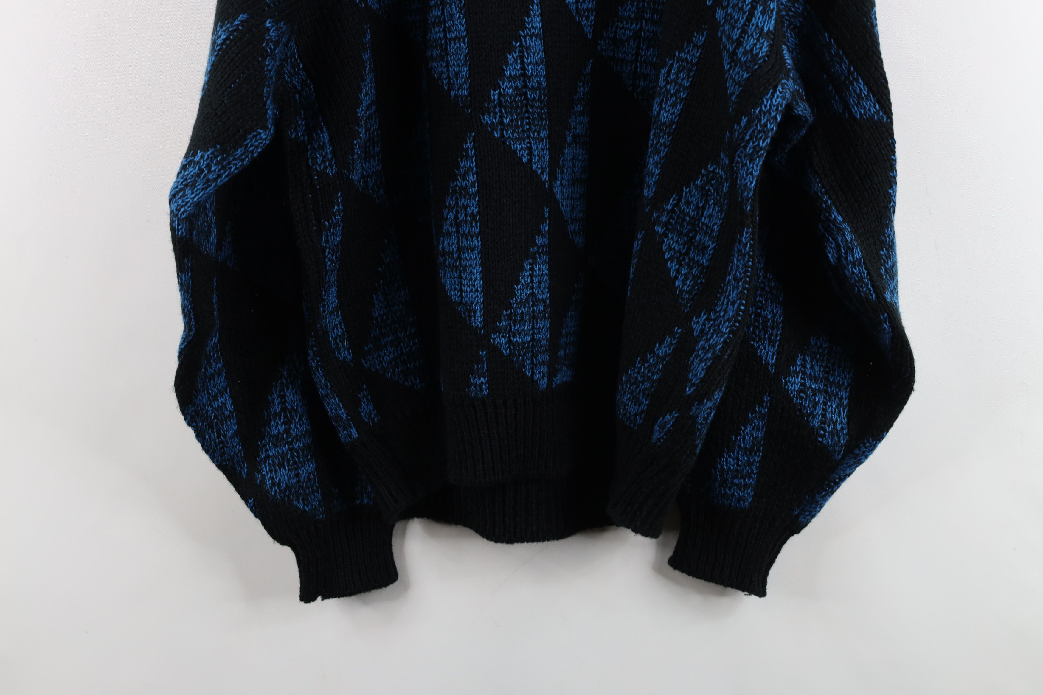 Vintage Vintage 90s Streetwear Diamond Chunky Ribbed Knit Sweater Size US L / EU 52-54 / 3 - 9 Thumbnail