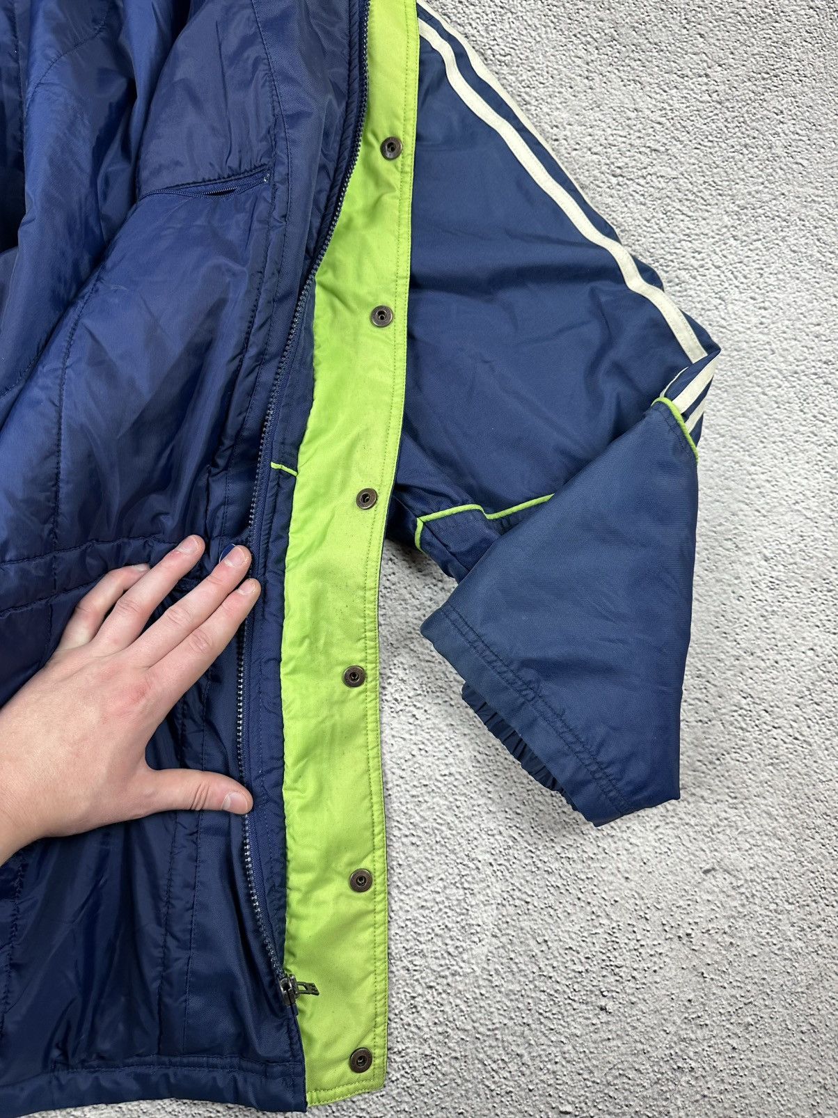 Adidas Vintage Adidas Down Puffer Jacket Striped Nylon Y2K Style Size US S / EU 44-46 / 1 - 20 Thumbnail