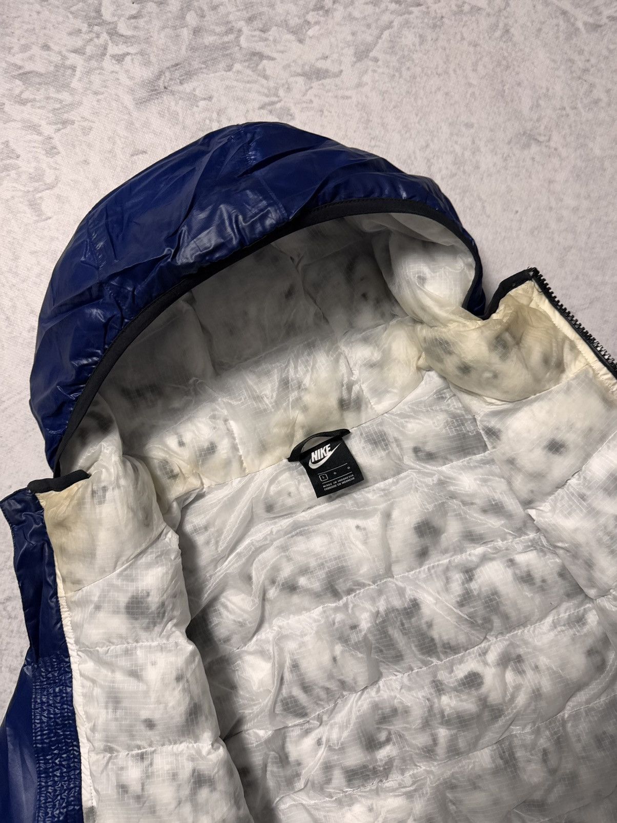 Nike × Vintage 00s Nike Phill Down Hooded Winter Down Jacket Drill Size US L / EU 52-54 / 3 - 6 Thumbnail