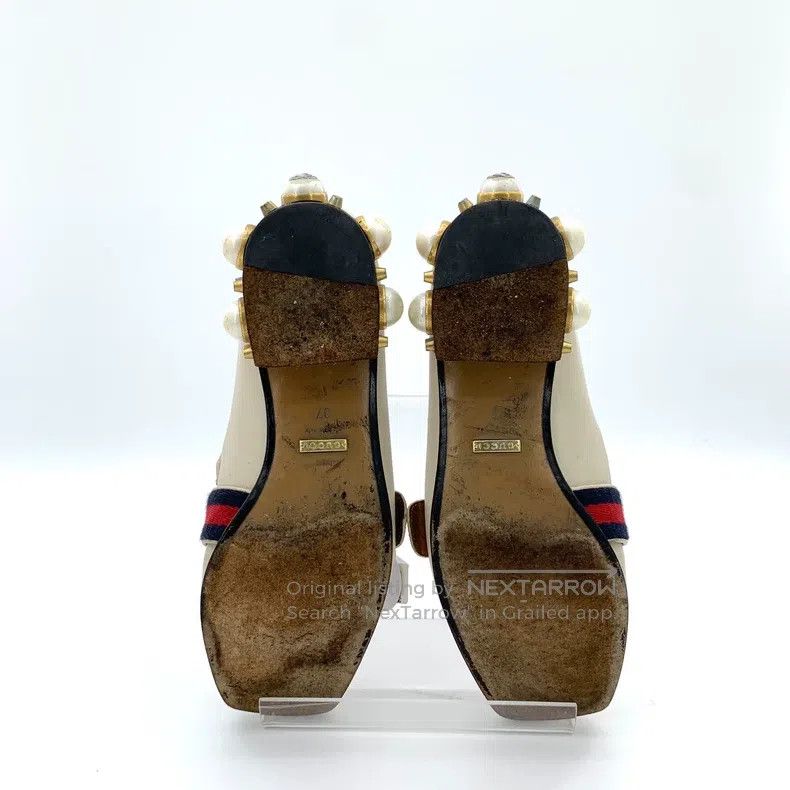 Gucci Gucci Beige logo striped webbing thick-heeled casual shoes Size US 6.5 / IT 36.5 - 5 Thumbnail