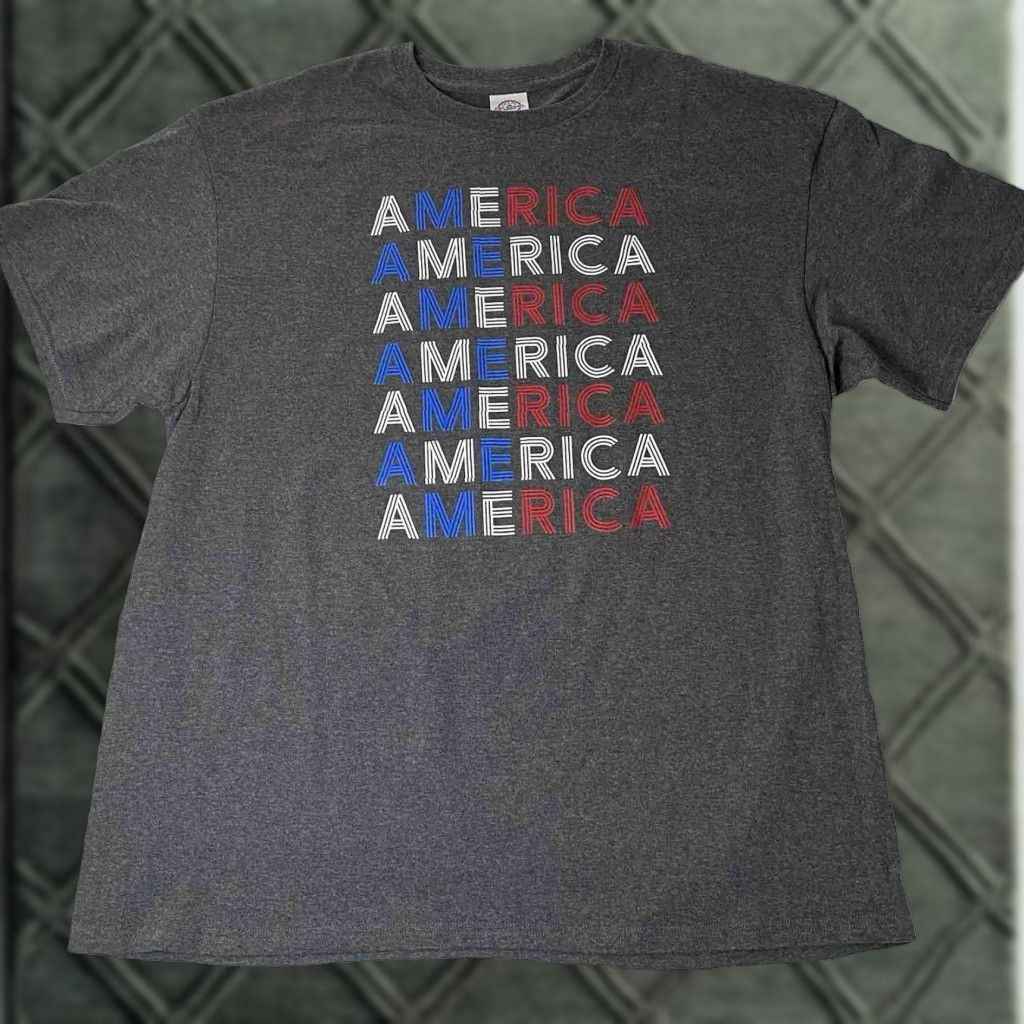 Delta Patriotic America T Shirt Spell Out All Over Gray XL XG TG Size US XL / EU 56 / 4 - 1 Thumbnail