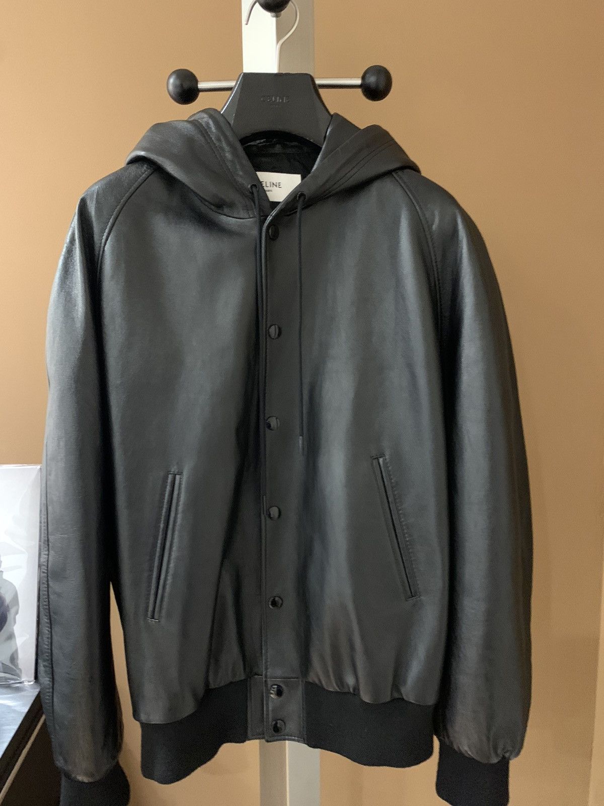 Celine Celine 2023SS Logo-embossed hodded lambskin jacket Size US S / EU 44-46 / 1 - 1 Thumbnail