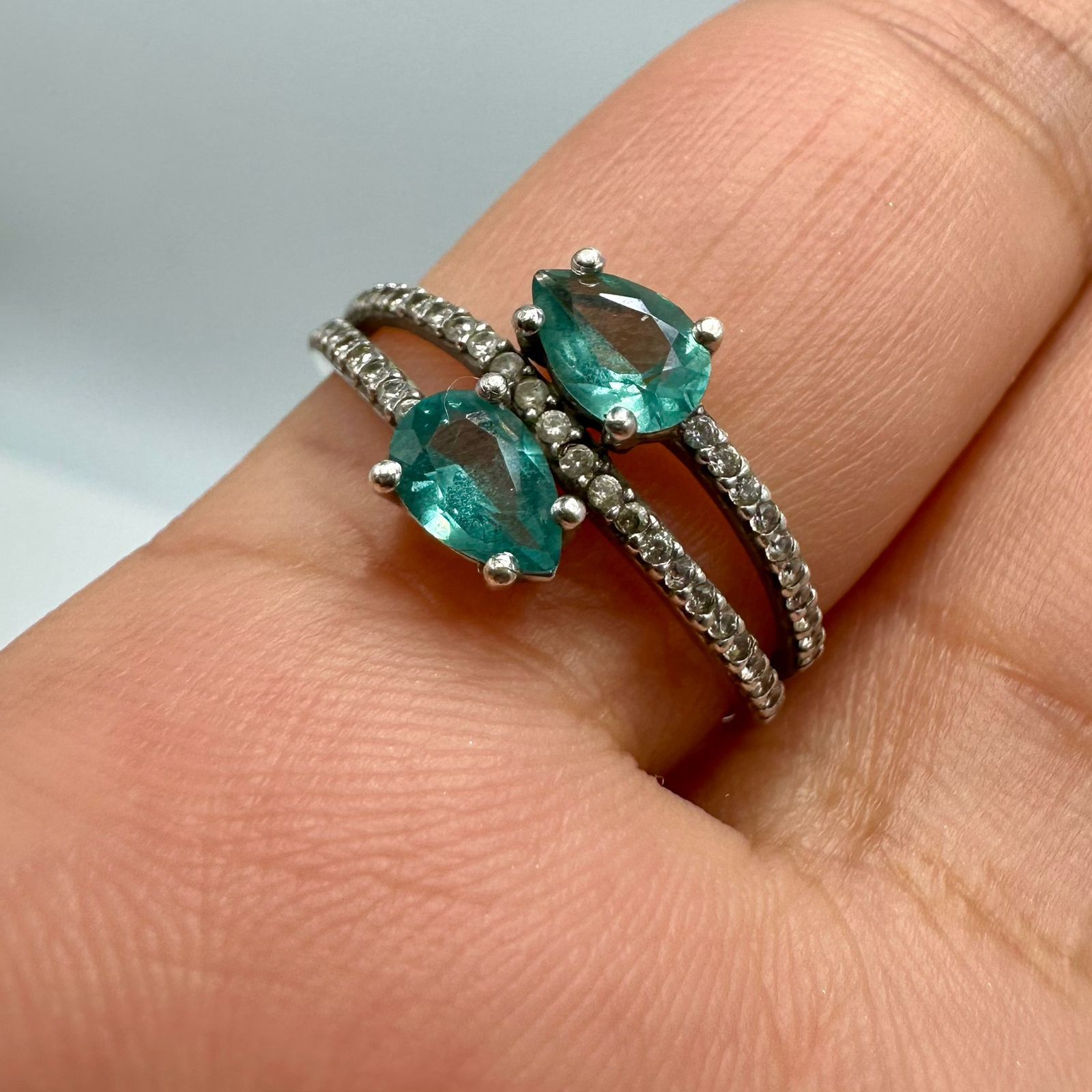 Sterling Silver Vintage 925 Sterling Silver Jewelry Set – Ring & Earrings Size ONE SIZE - 4 Thumbnail
