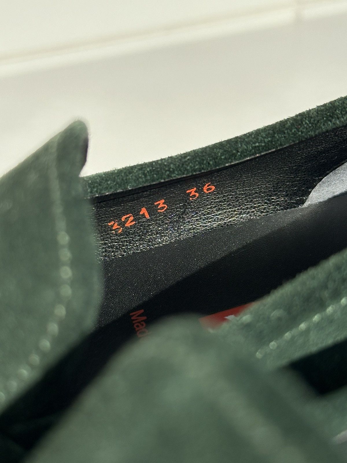 Prada PRADA Green Suede Triangle Logo Square Toe Loafers Slip One Size US 6 / IT 36 - 8 Thumbnail