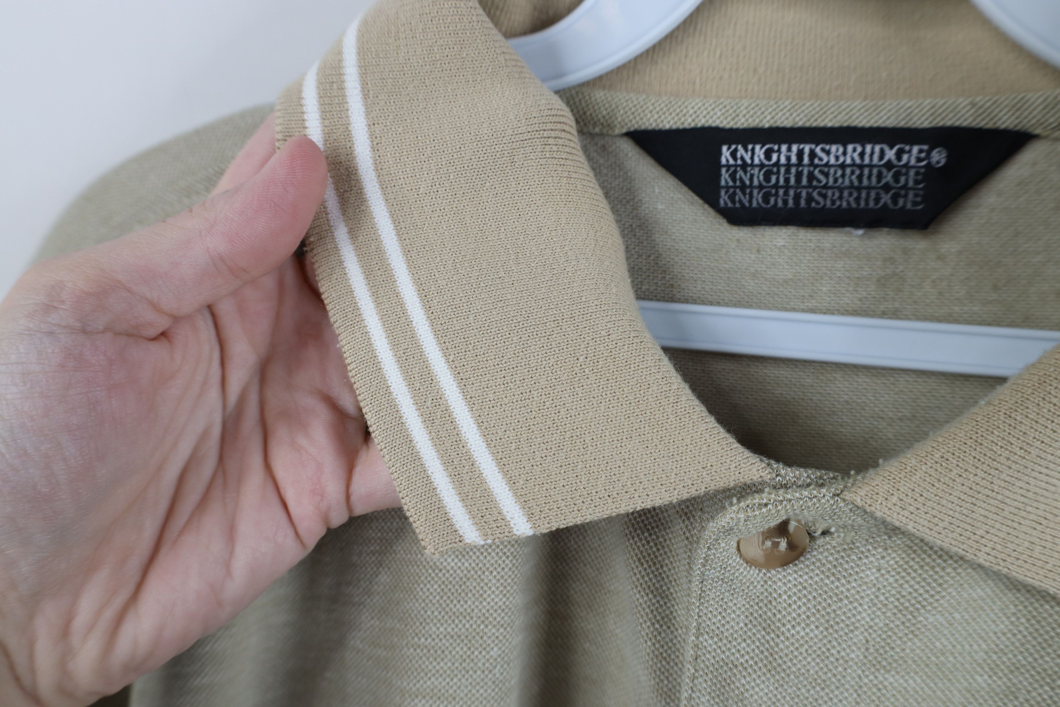 Vintage Vintage 90s Streetwear Cotton Pullover Polo Shirt Beige Size US L / EU 52-54 / 3 - 7 Thumbnail