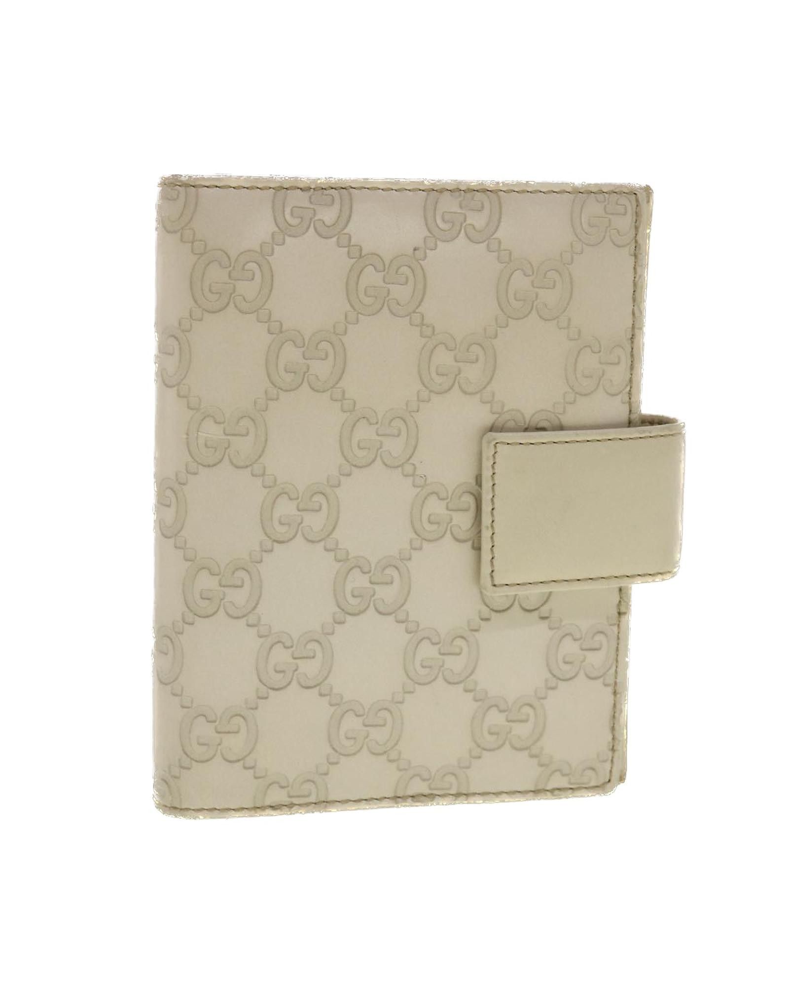 image of Gucci Shima GG Day Planner Cover Leather White 115240 Auth, Women's