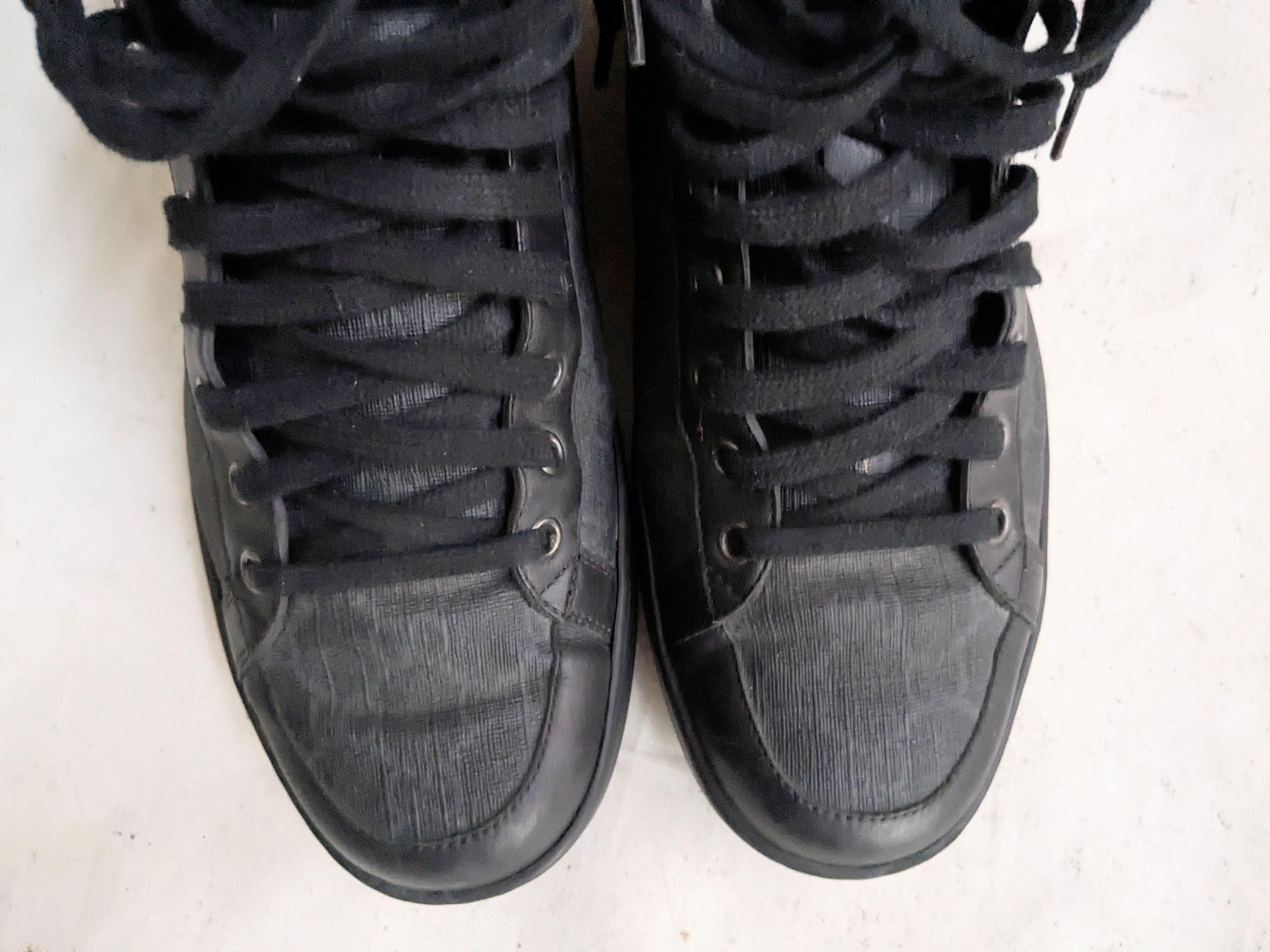Gucci Gucci High Top Sneakers Black 8.5 Leather Monogram GG Size US 8.5 / EU 41-42 - 5 Thumbnail