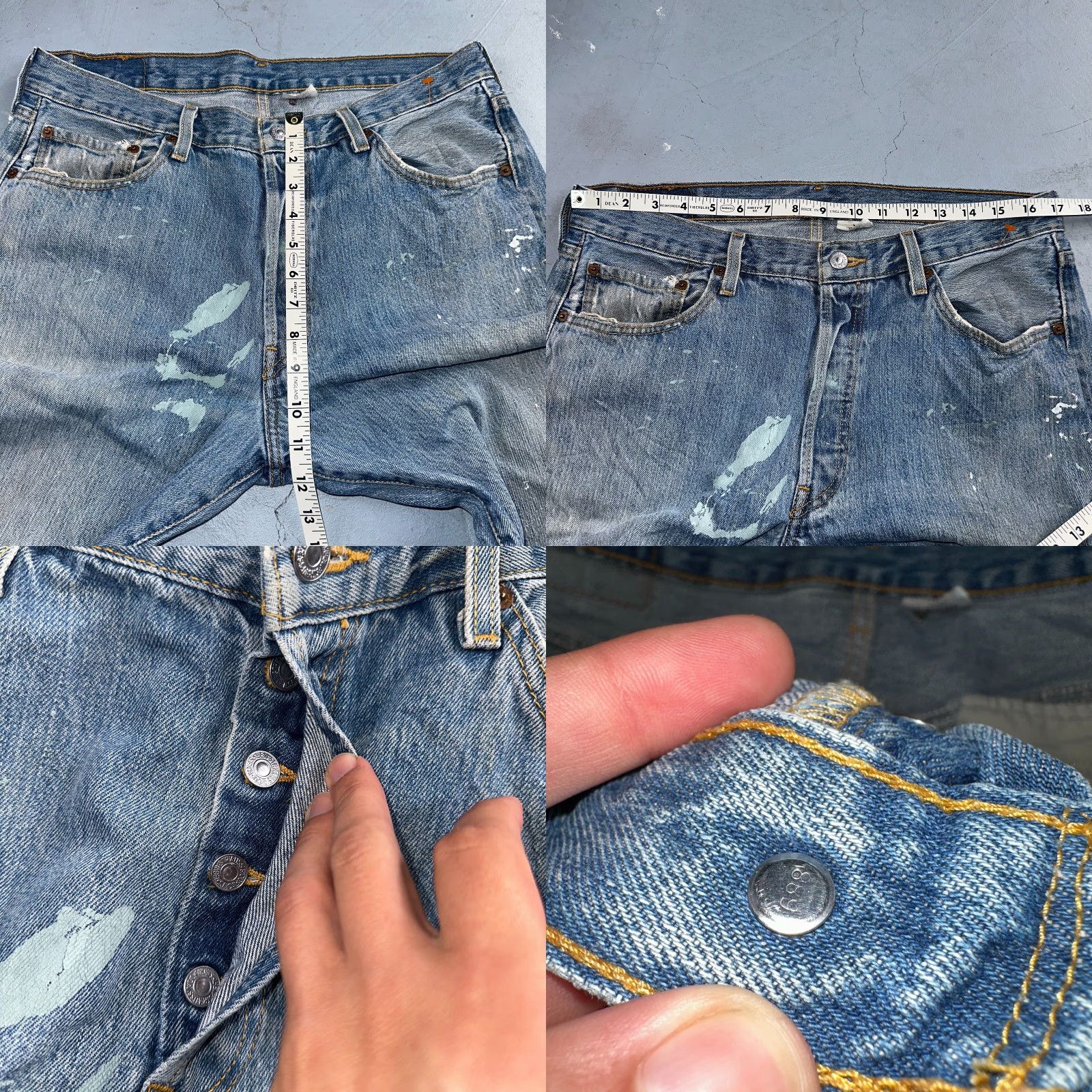 Levi's VINTAGE Levi's 501 Jeans Blue Light Wash 35x34 Straight Classic Denim 5-Pocket Mens 90s Regular Rise Mid Button Closure Size US 35 - 8 Thumbnail