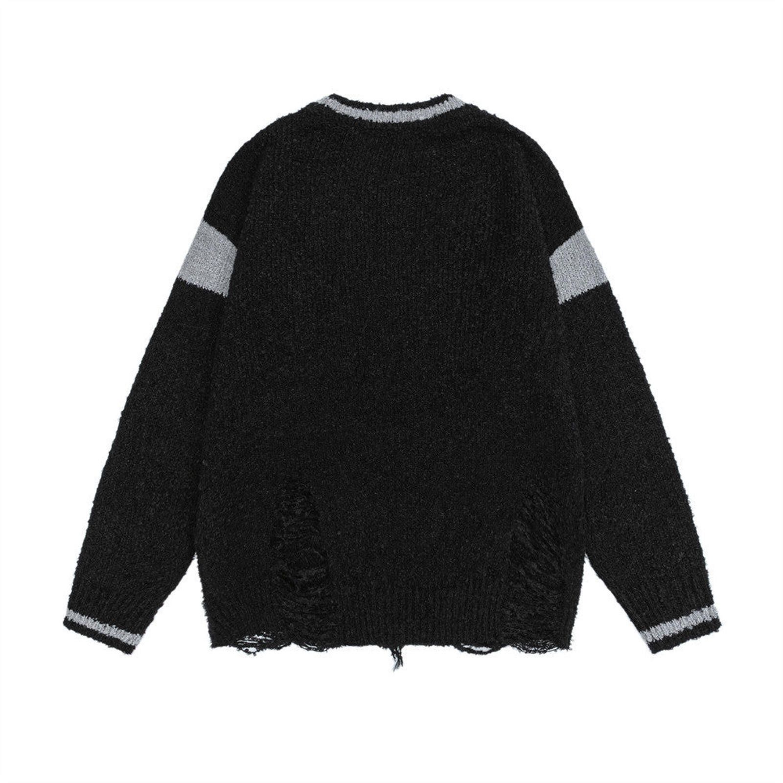 Vintage Black Distressed Star Pattern Crew Neck Sweater Size US M / EU 48-50 / 2 - 2 Thumbnail