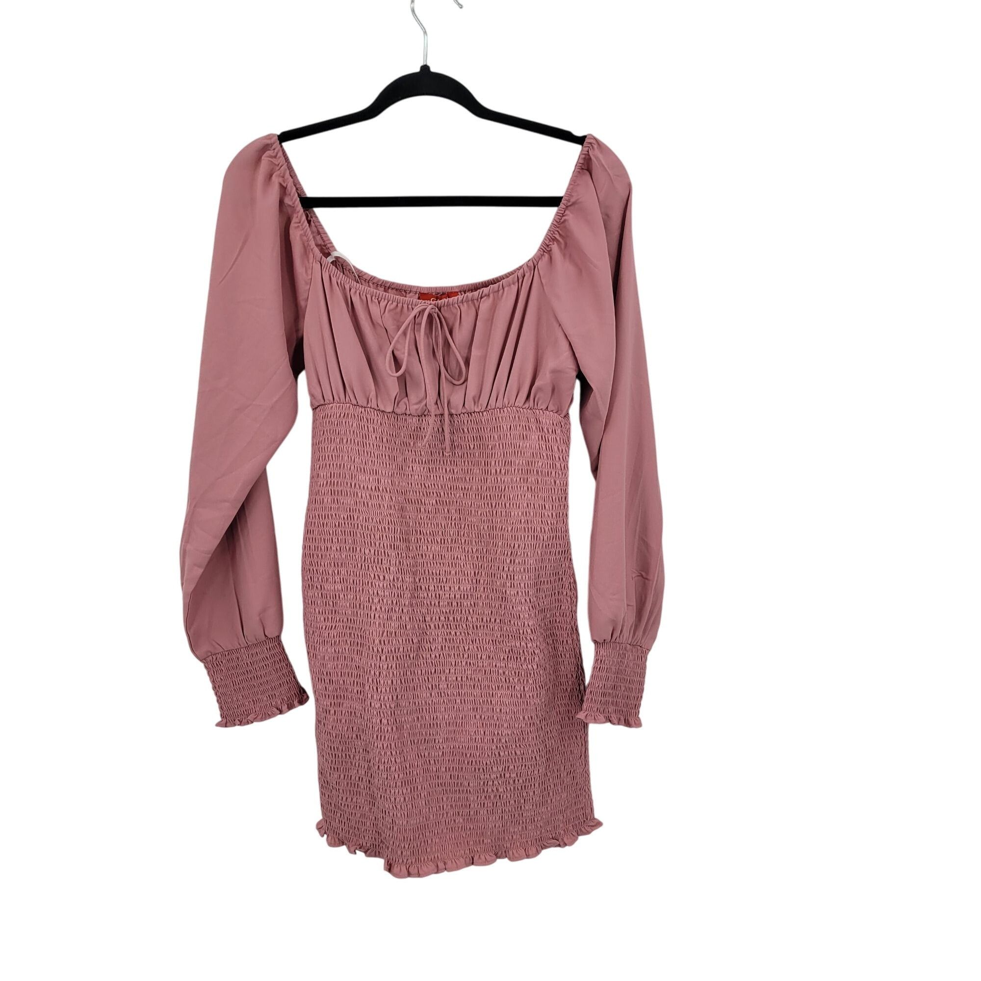 Guess Womens Rose Kisses Molly Smocked Mini Dress Sz M Pink