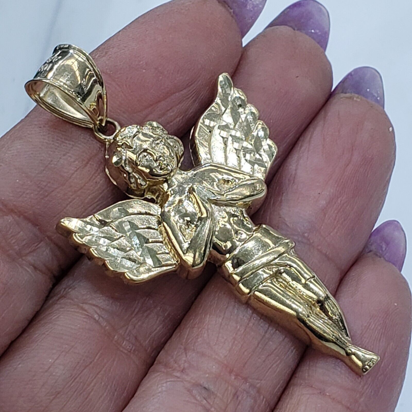 & Other Stories Big Real 10k Gold praying Angel Pendant Charm Size ONE SIZE - 6 Thumbnail
