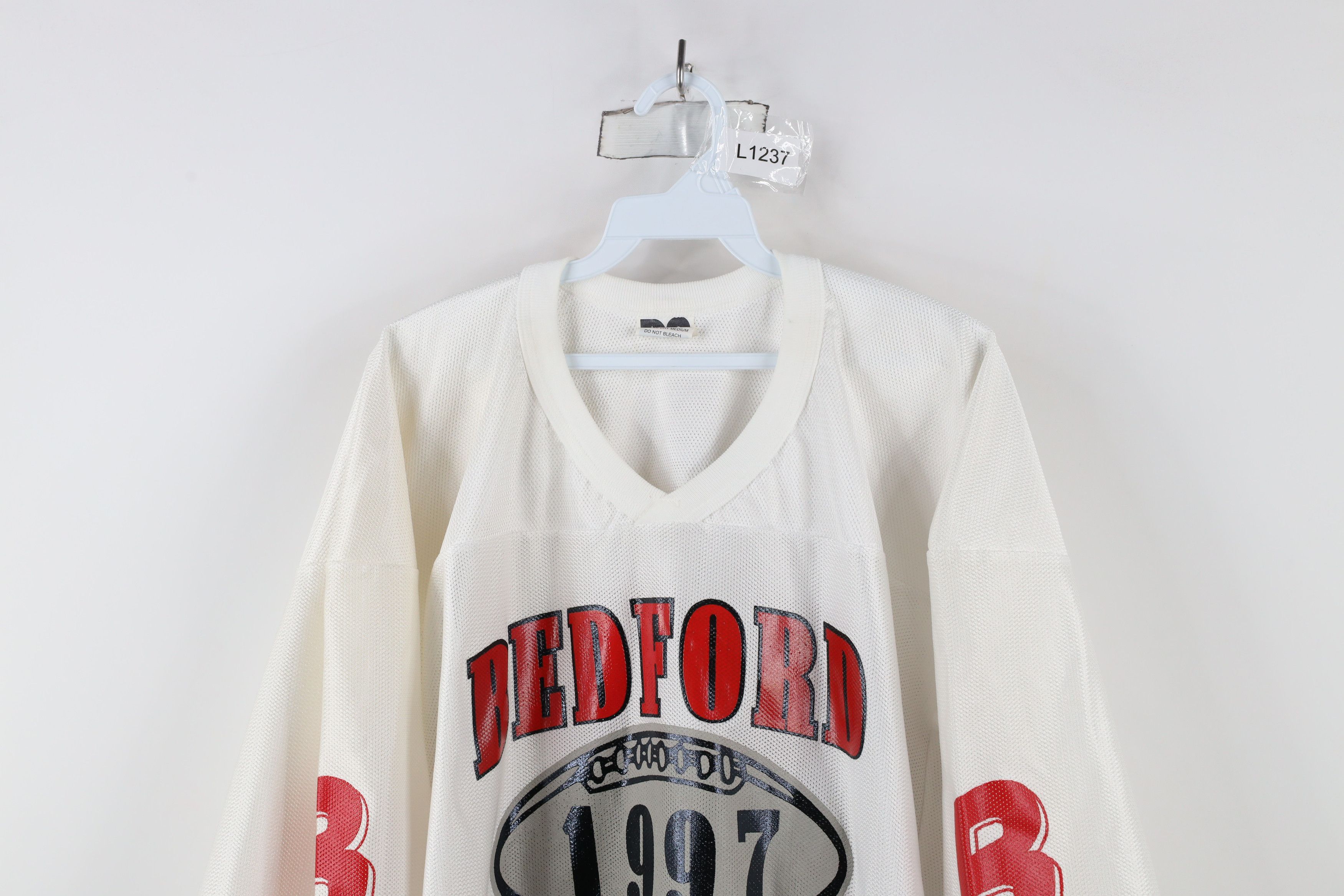 Vintage Vintage 90s Bedford Football Mesh Football Jersey White USA Size US XL / EU 56 / 4 - 2 Thumbnail
