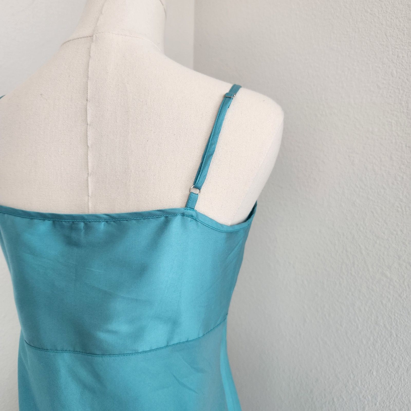 Vintage Frances Valentine Shiny Teal Empire Waist Slip Dress Y2K XS Size XS / US 0-2 / IT 36-38 - 7 Thumbnail