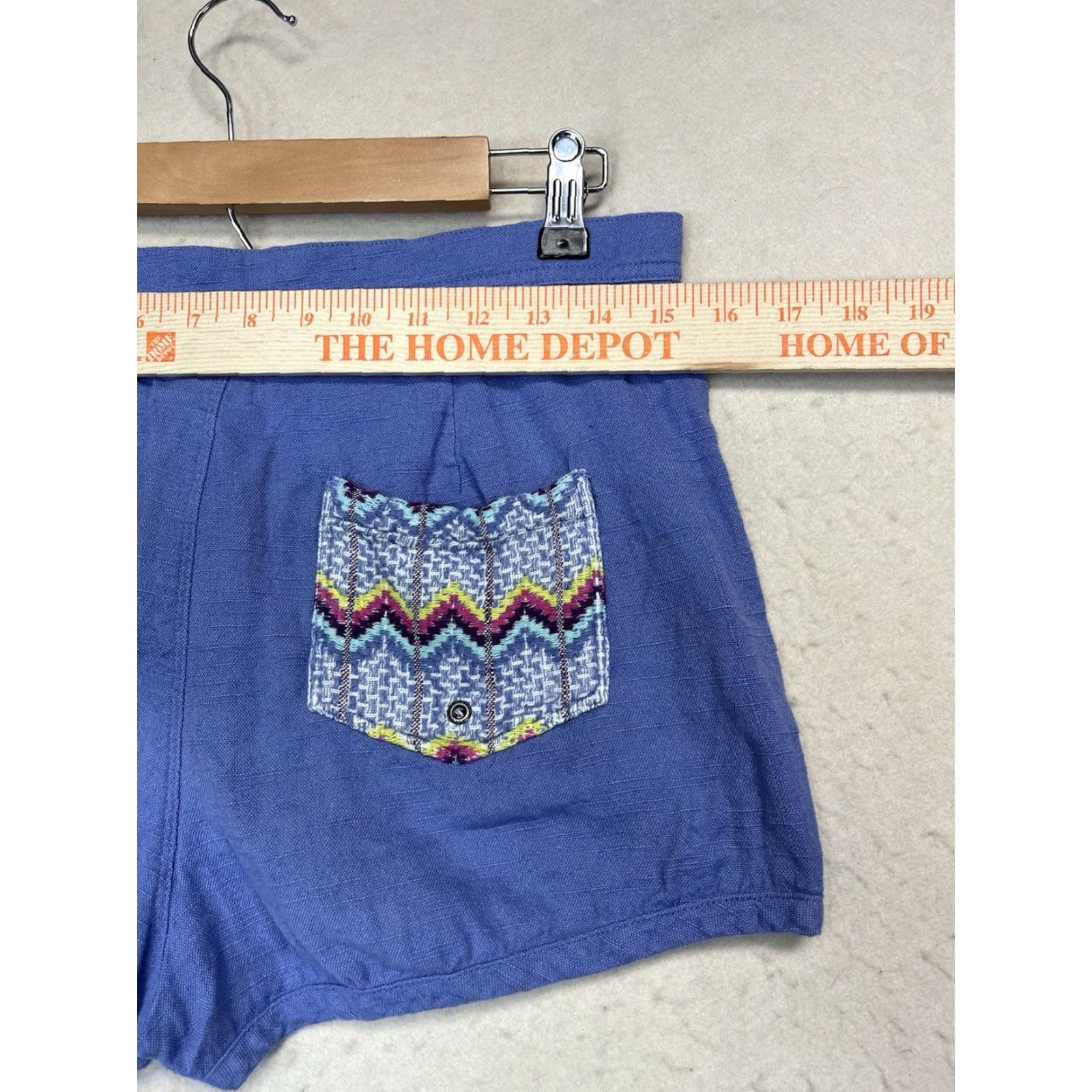 Vintage ROXY Womens Shorts 100% Cotton Size M Button Accent Back Pocket Blue Canvas Chino Casual Activewear Womens Made in India Size 32" / US 10 / IT 46 - 3 Thumbnail