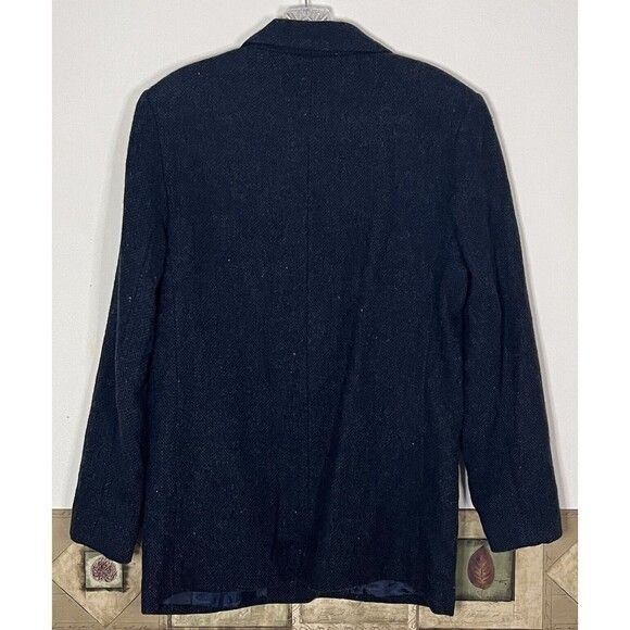 Sandro SANDRO Tweed 100% Wool Lined Blazer Jacket Buttons Blue Size L / US 10 / IT 46 - 2 Thumbnail