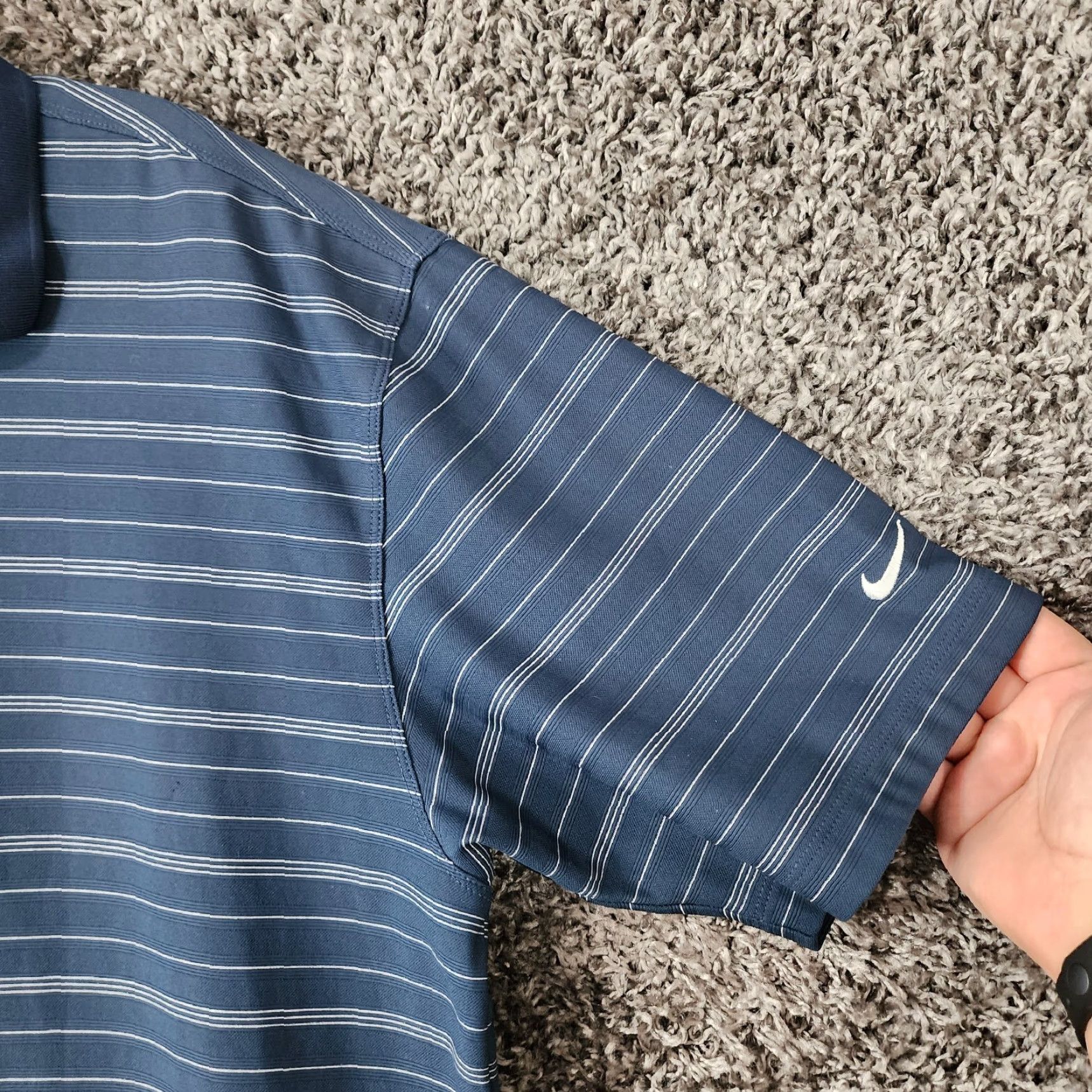 Nike Nike Golf Polo Shirt Mens Blue Striped Short Sleeve 100% Polyester Fit Dry Size L Size US L / EU 52-54 / 3 - 2 Thumbnail