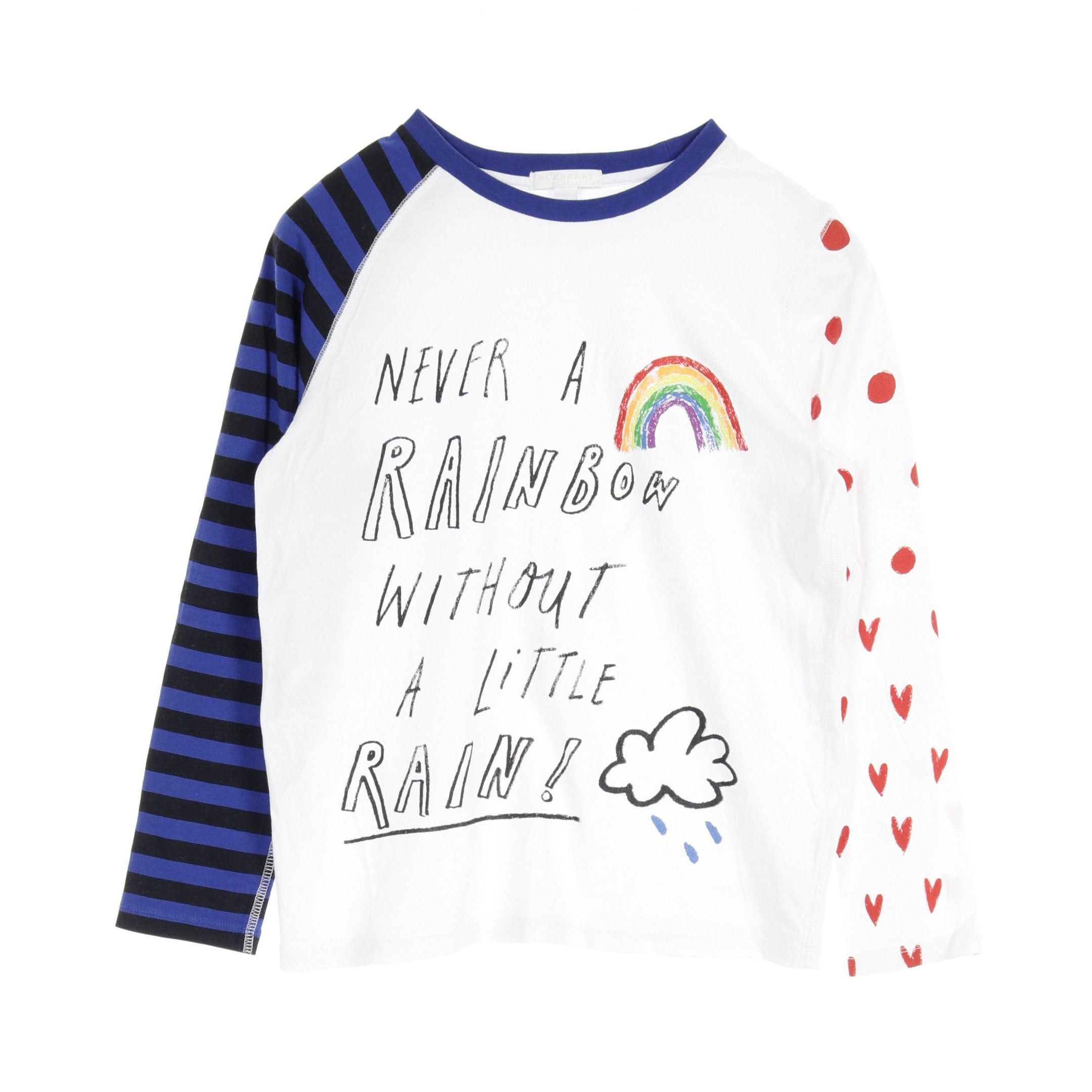 Burberry Burberry Cut And Sew T-Shirt Crew Neck Long Sleeve Cotton White Multicolor Rainbow Kids Size ONE SIZE - 1 Thumbnail