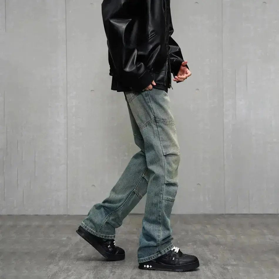 Japanese Brand Y2k Slim Distressed Original Designer Fit Stacked Denim Size US 32 / EU 48 - 2 Thumbnail