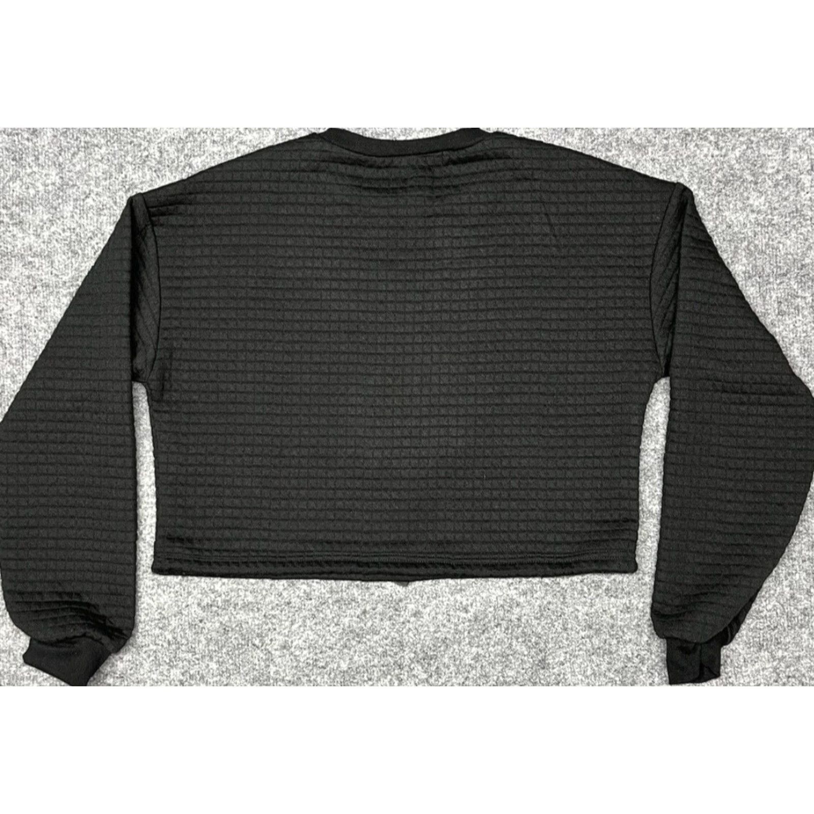 Vintage Rue21 Sweatshirt Womens Cropped M Black Long Sleeve Bungee Toggle Quilted New Size M / US 6-8 / IT 42-44 - 6 Thumbnail