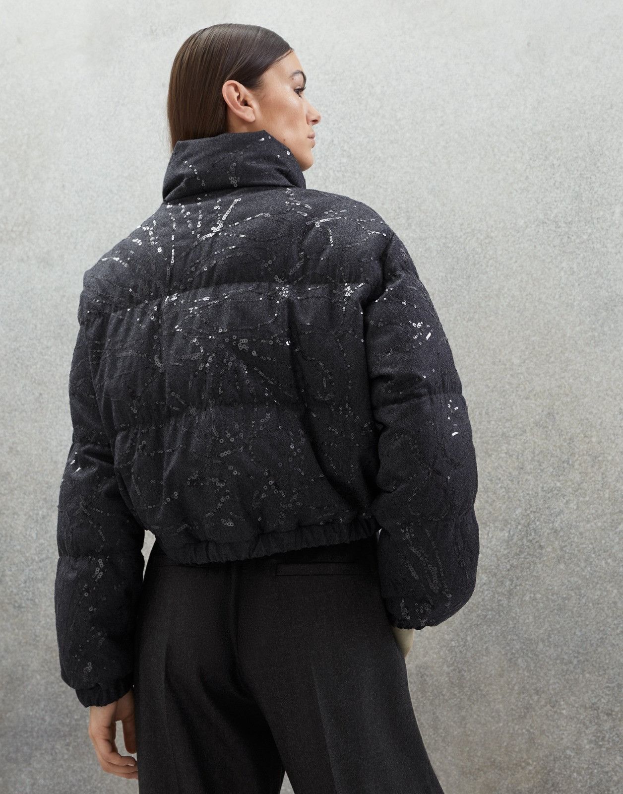 Brunello Cucinelli o1la1rc1a0225 Padded Jacket With Sequins in Black Size L / US 10 / IT 46 - 2 Thumbnail