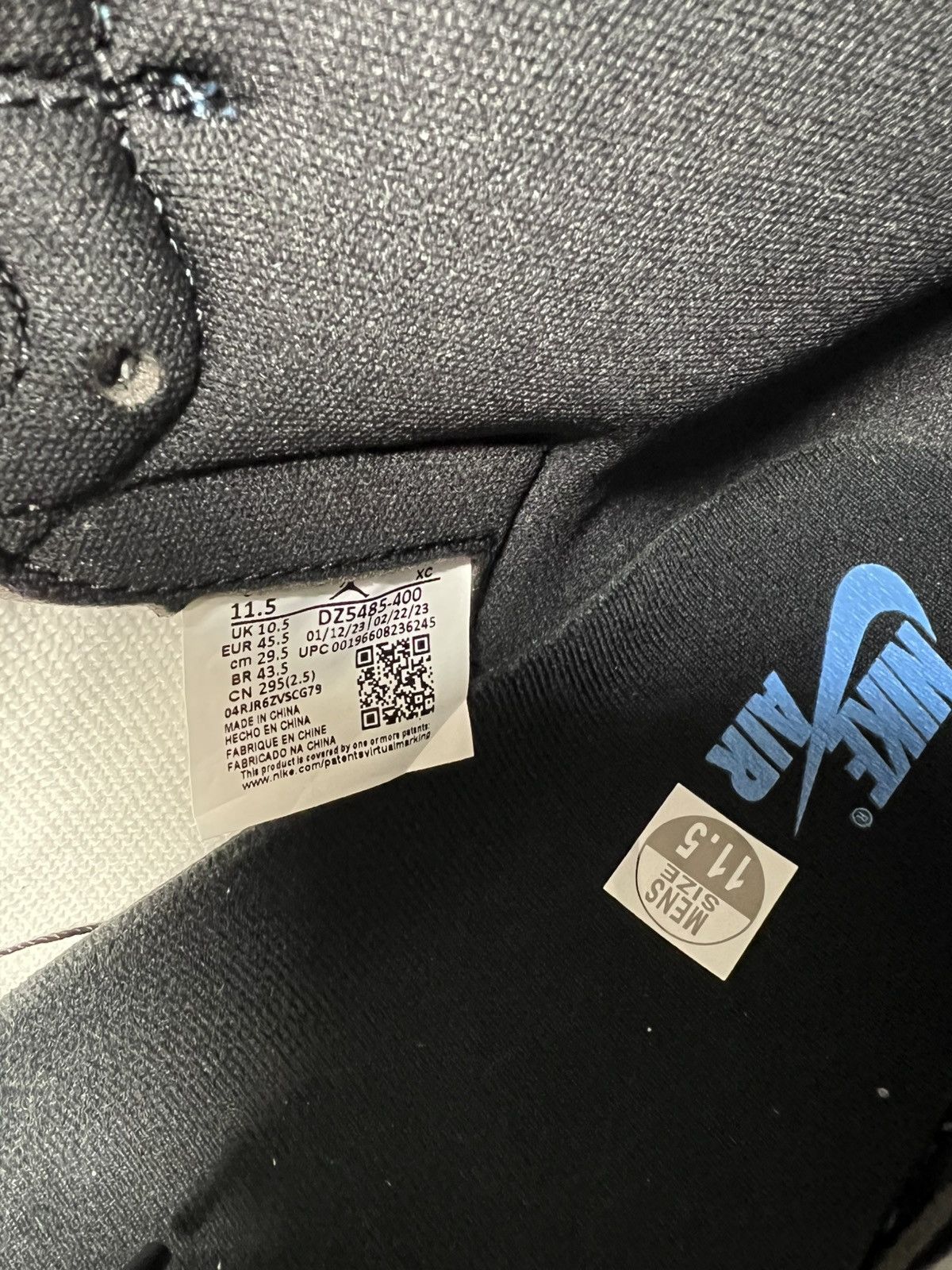 Nike Nike Air Jordan 1 Retro High OG University Blue/Black/White Size US 11.5 / EU 44-45 - 7 Thumbnail