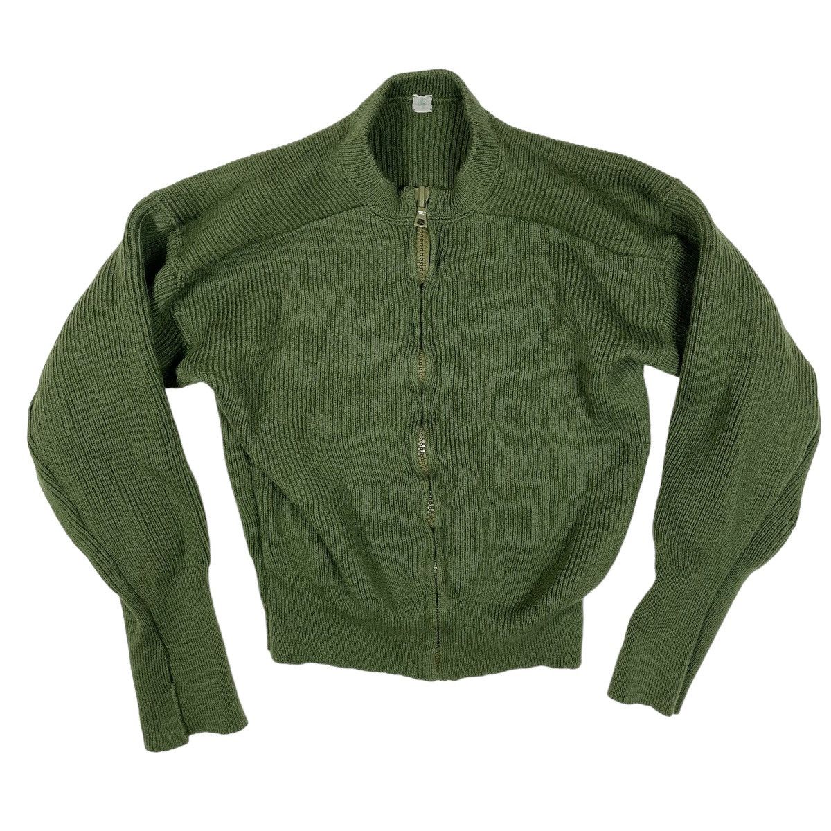 image of Vintage 1980S Swedish Army M/59 Zip Sweater - Small in Green, Men's