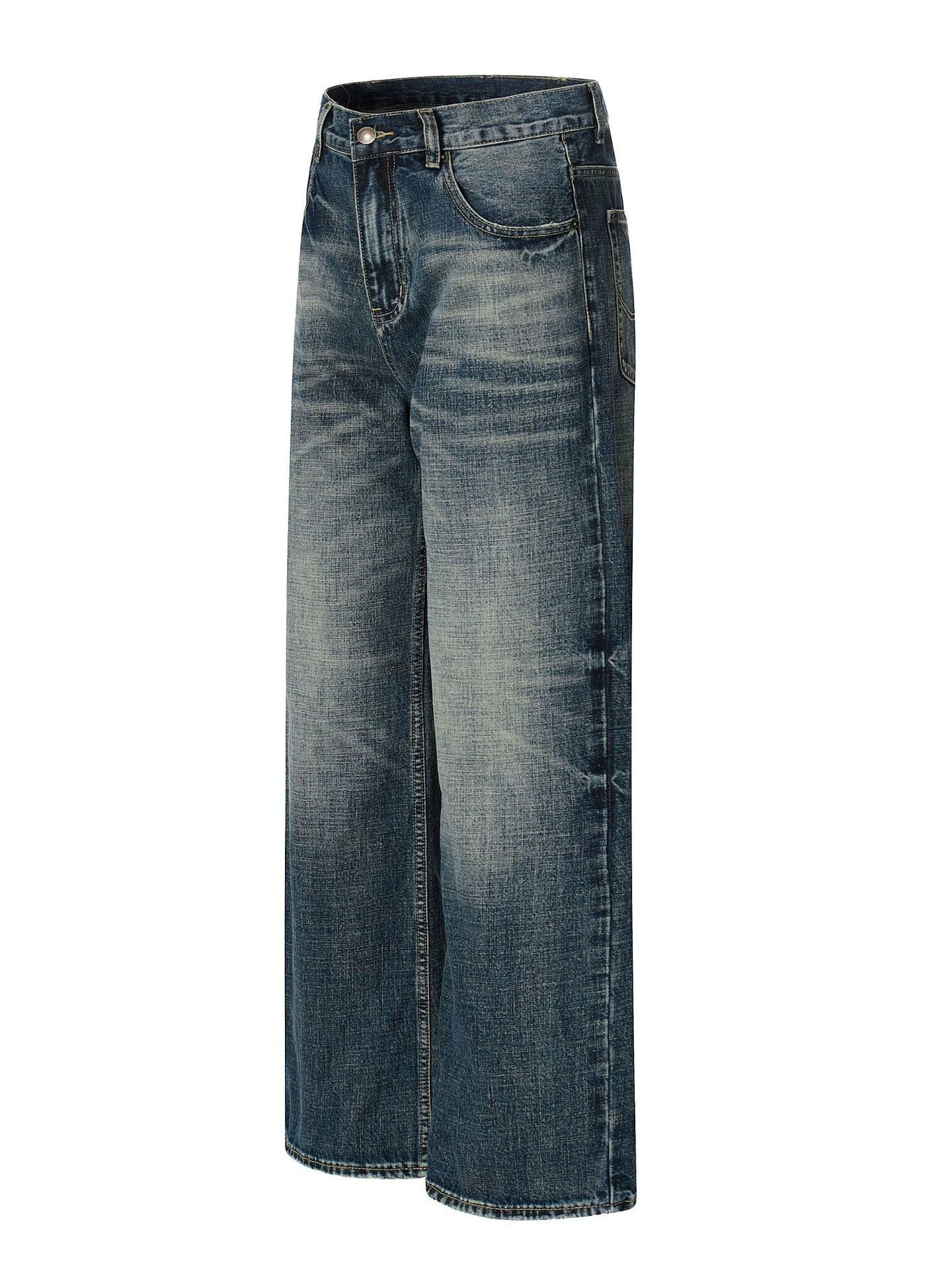 Vintage Men's vintage washed distressed straight dark blue jeans Size US 32 / EU 48 - 1 Thumbnail