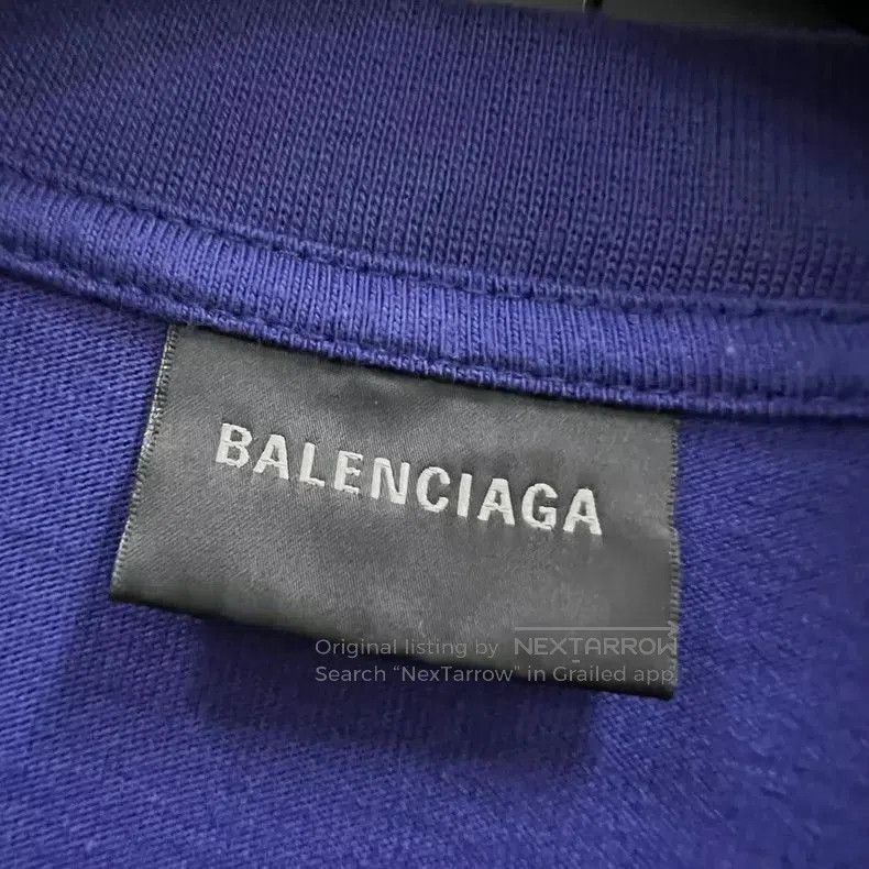 Balenciaga Balenciaga Blue Logo Embroidered T-shirt. Size US S / EU 44-46 / 1 - 3 Thumbnail