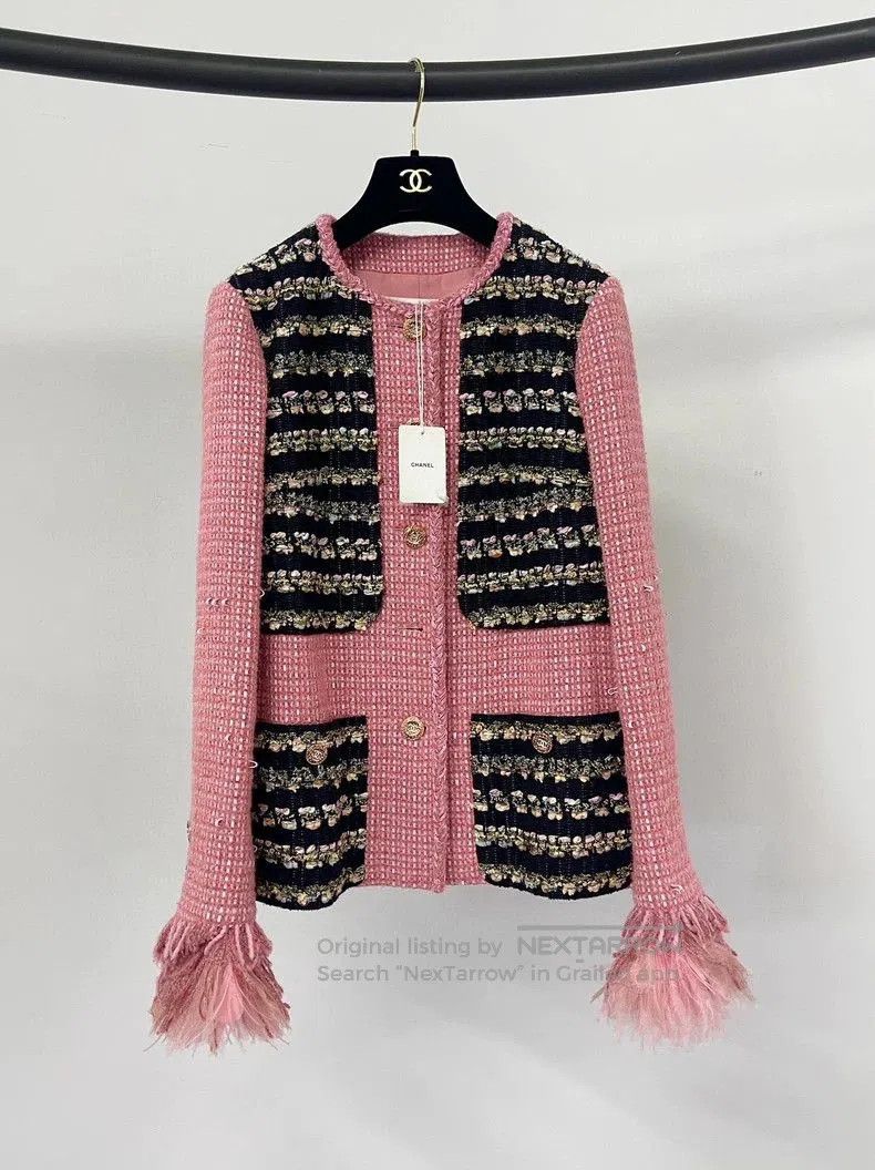 Chanel Chanel Pink Feather Sleeve Jacket. Size US M / EU 48-50 / 2 - 1 Thumbnail